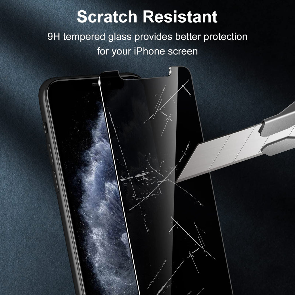 WHPXJY Privacy Screen Protector for iPhone 11 Pro Max & iPhone Xs Max (2 Pack), Tempered Glass Film with 28° Privacy Protection, Anti-Scratch, Easy Installation, Bubble-Free (Not for iPhone 11)