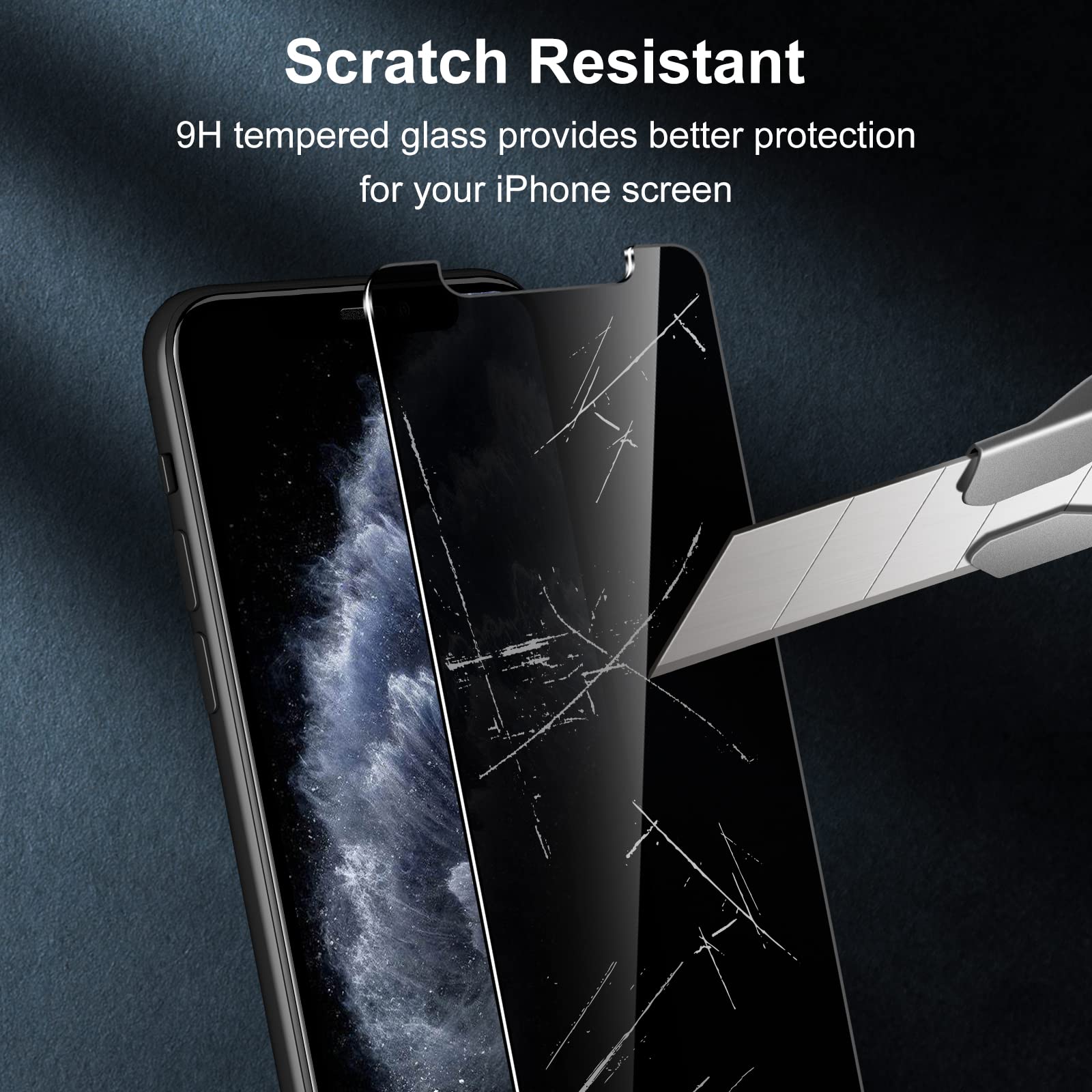 WHPXJY Privacy Screen Protector for iPhone 11 Pro Max & iPhone Xs Max (2 Pack), Tempered Glass Film with 28° Privacy Protection, Anti-Scratch, Easy Installation, Bubble-Free (Not for iPhone 11)