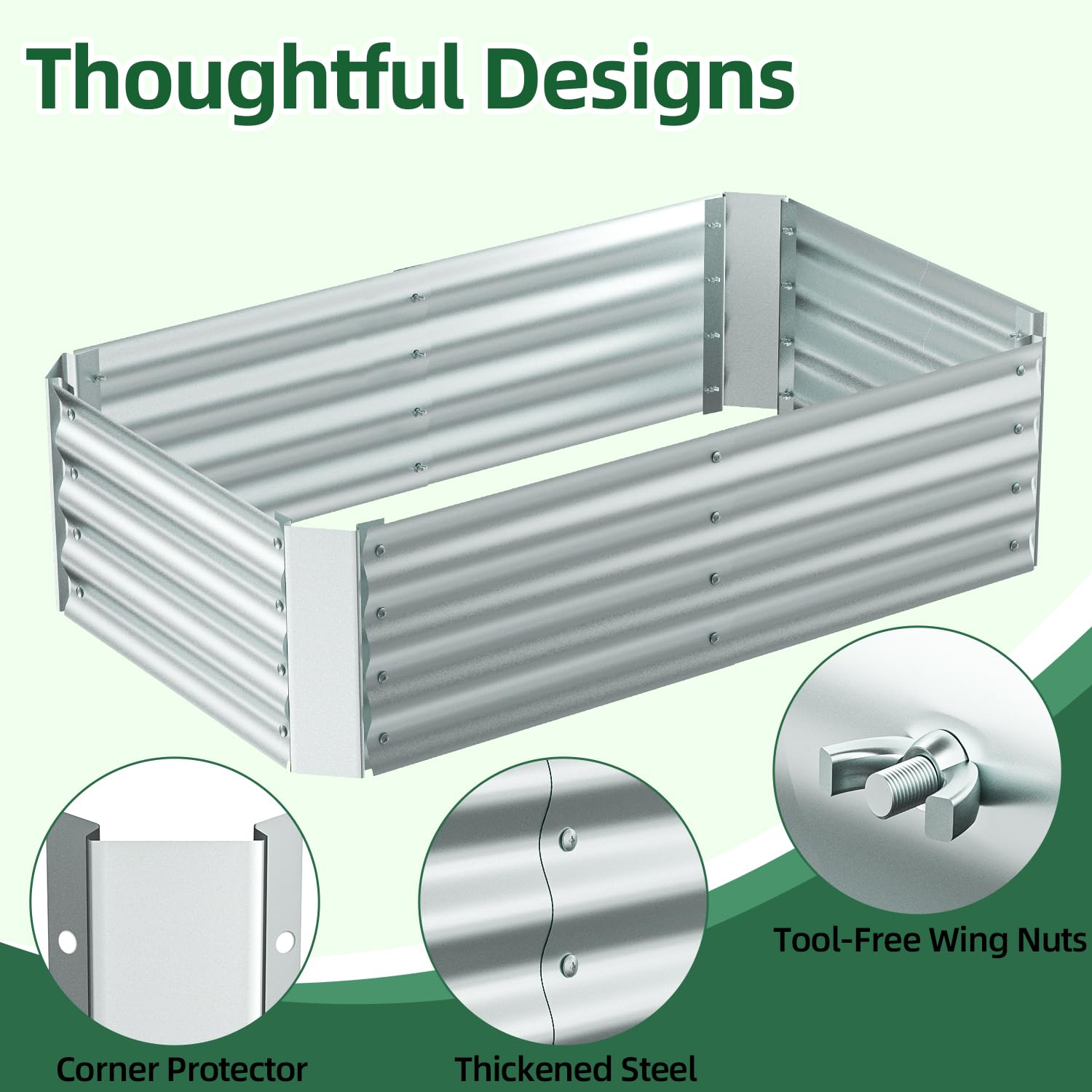 Ohuhu 8x4x1 FT Raised Garden Bed with Cover, 3-in-1 Galvanized Metal Planter Box with Greenhouse for Outdoor Plants, Dual-Side Access for Easy Plant Care, All-Season Frost & Pest Protection