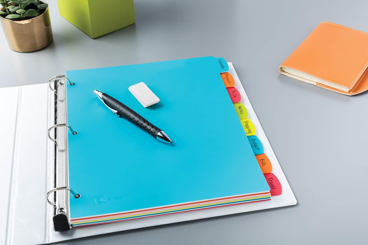 Avery Big Tab Write & Erase Durable Plastic Dividers for 3 Ring Binders, 8-Tab Set, Bright Multicolor, 1 Set (16130)