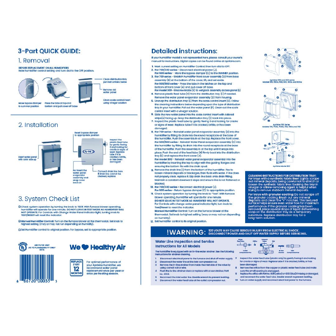 AprilAire 35 Water Panel Humidifier Filter Replacement for AprilAire Whole-House Humidifier Models 300, 350, 360, 560, 560A, 568, 600, 600A, 600M, 700, 700A, 700M, 760, 760A, 768 (Pack of 1)