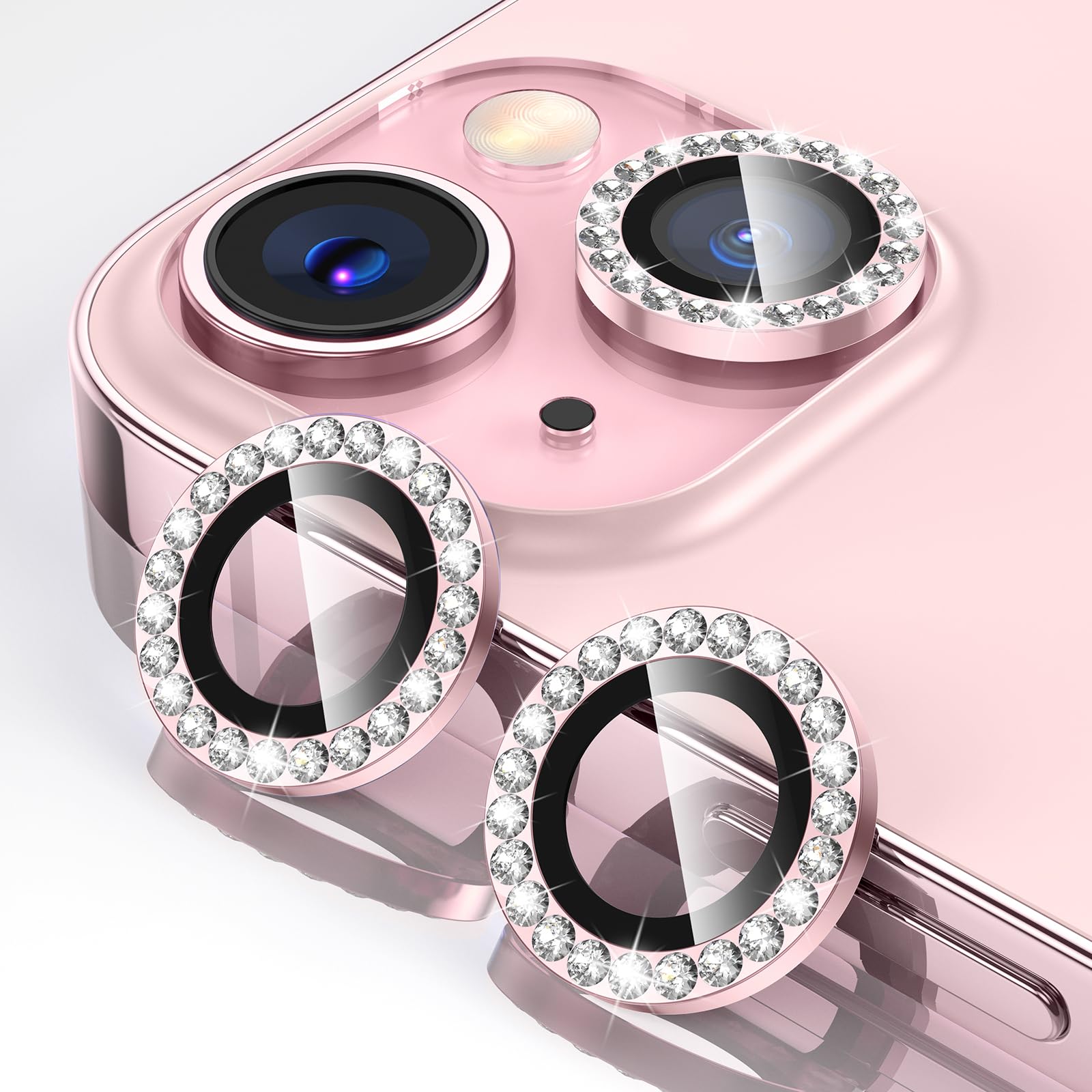 Tensea for iPhone 13 mini/iPhone 13 Camera Lens Protector, 9H Tempered Glass Camera Cover Screen Protector Metal Individual Ring for iPhone 13mini 5.4 inch /13 6.1 inch