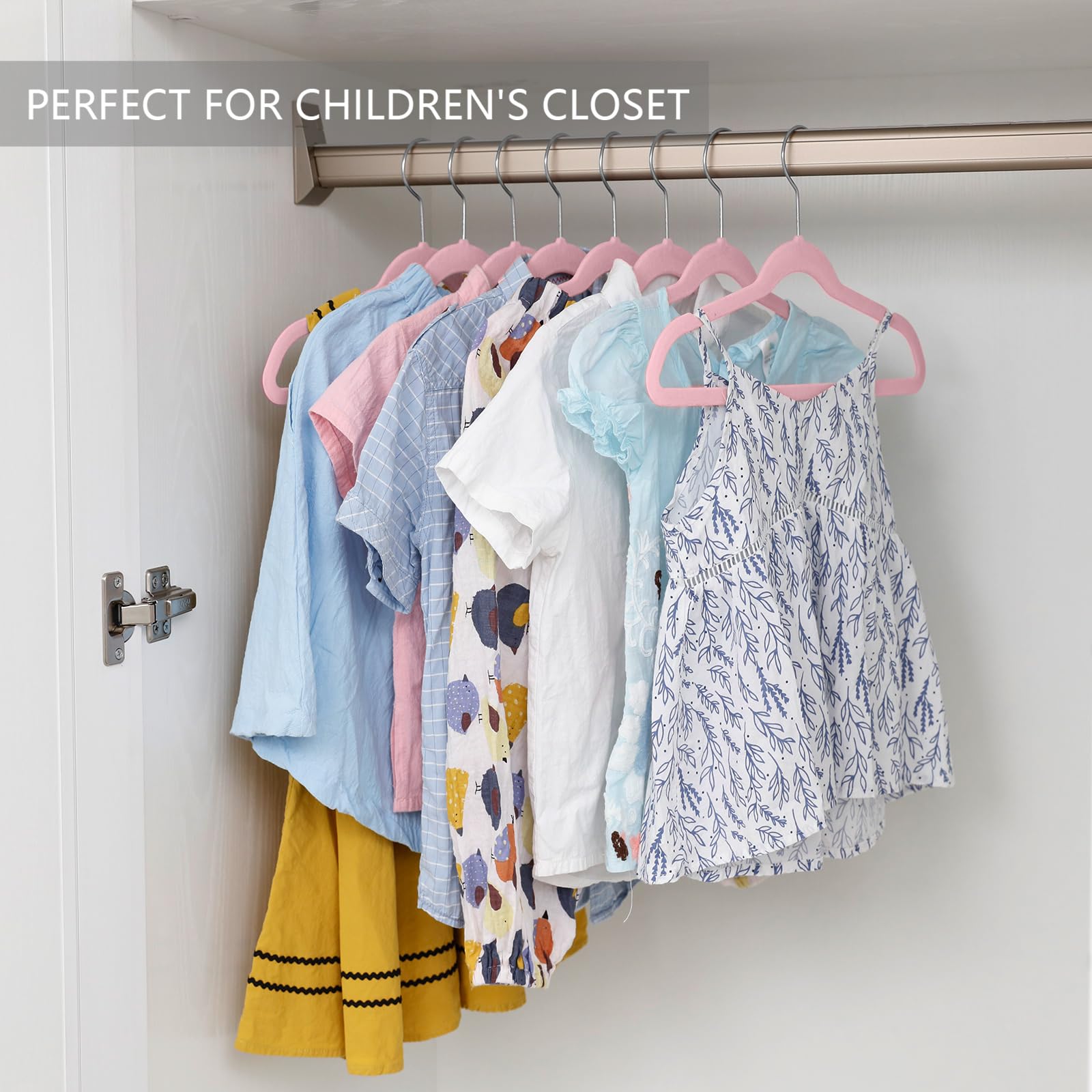 MIZGI Baby Velvet Hangers,Non-Slip Kids & Toddler Hangers,11.8 Inch Hangers for Baby Clothes,Pack of 50(Black/Black)