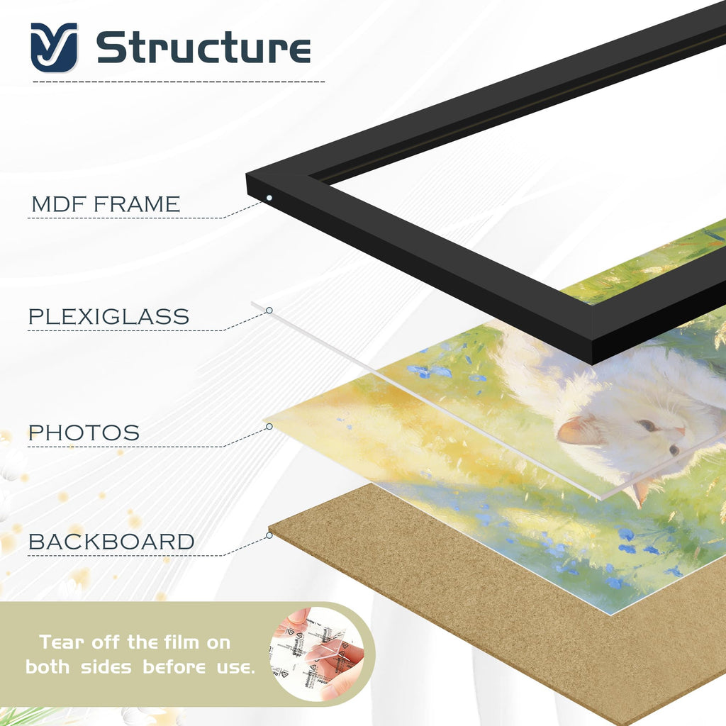 16x24 Black Frame 2 Pack, Engineered Wood for 24 x 16 in Poster | Horizontal or Vertical Wall Mounting, 24x16 Poster Frames for Gallery, Office, and Home Decor