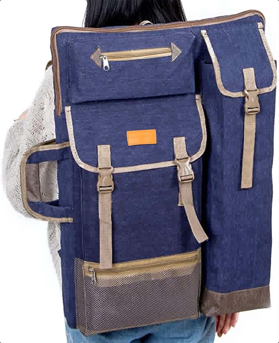 TRANSON Art Portfolio Case Artist Backpack Canvas Bag Large 26” x 19.5”
