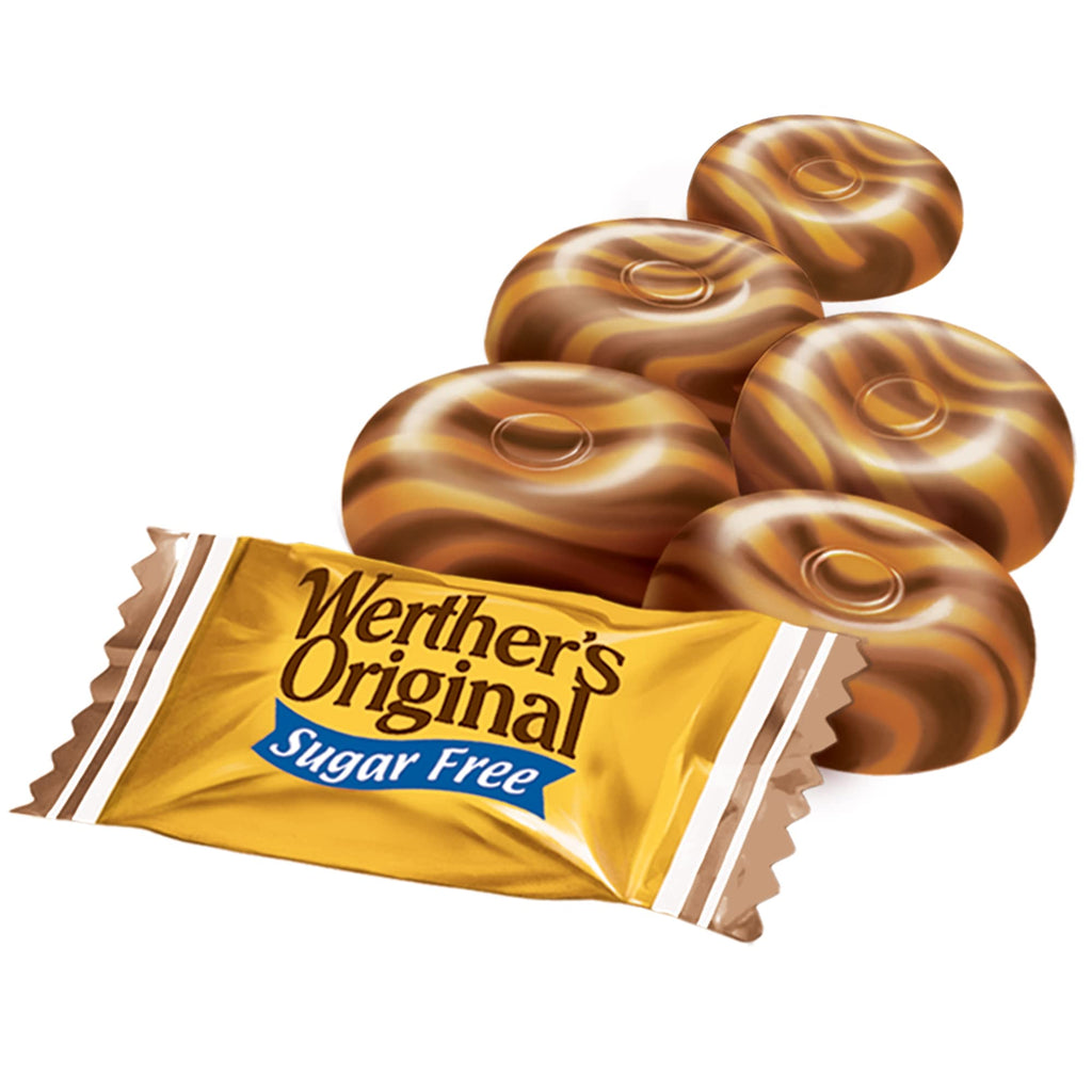 Werther's Original Hard Sugar Free Assorted Flavors, Caramel, Caramel Coffee, Caramel Apple Candy 7.7 Oz Bag