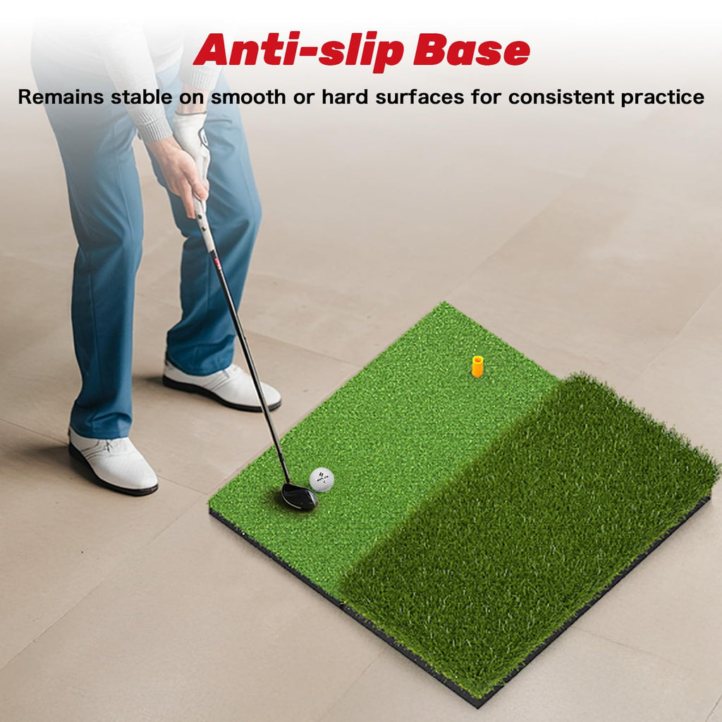 SAPLIZE Foldable Heavy-Duty Golf Hitting Mat with 10mm EVA Backing for Indoor/Outdoor Swing & Chipping, Golf Accessories & Gift for Men & Women