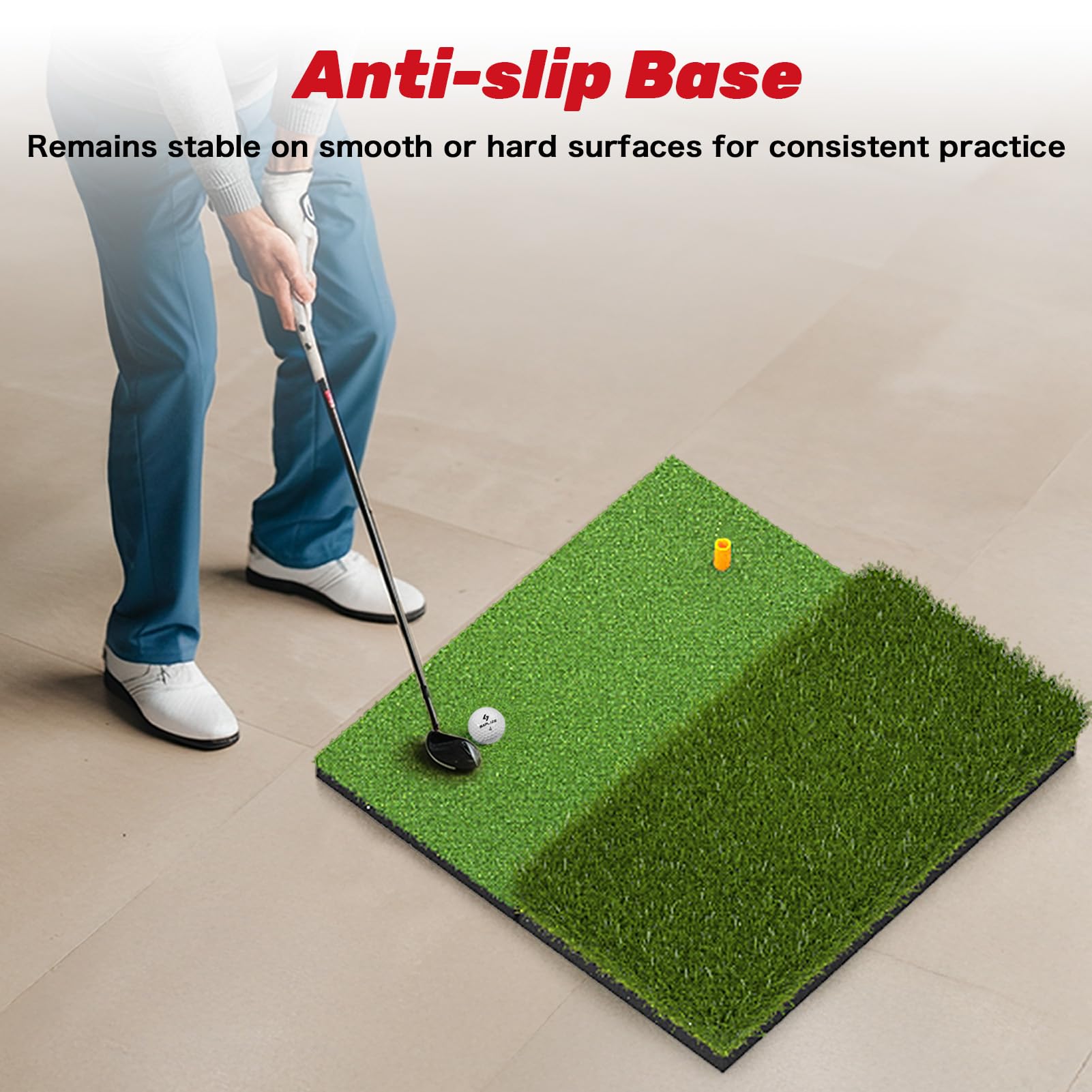 SAPLIZE Foldable Heavy-Duty Golf Hitting Mat with 10mm EVA Backing for Indoor/Outdoor Swing & Chipping, Golf Accessories & Gift for Men & Women
