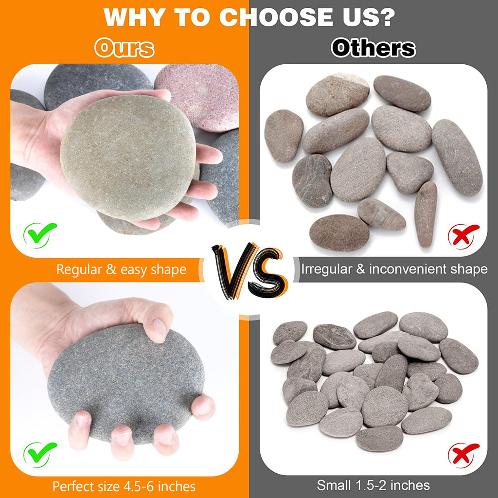 River Rocks for Painting 10 Pcs Large 2-3 Inch Flat Smooth Painting Stones Craft Rock to Paint for Kids Crafts Painting Bulk