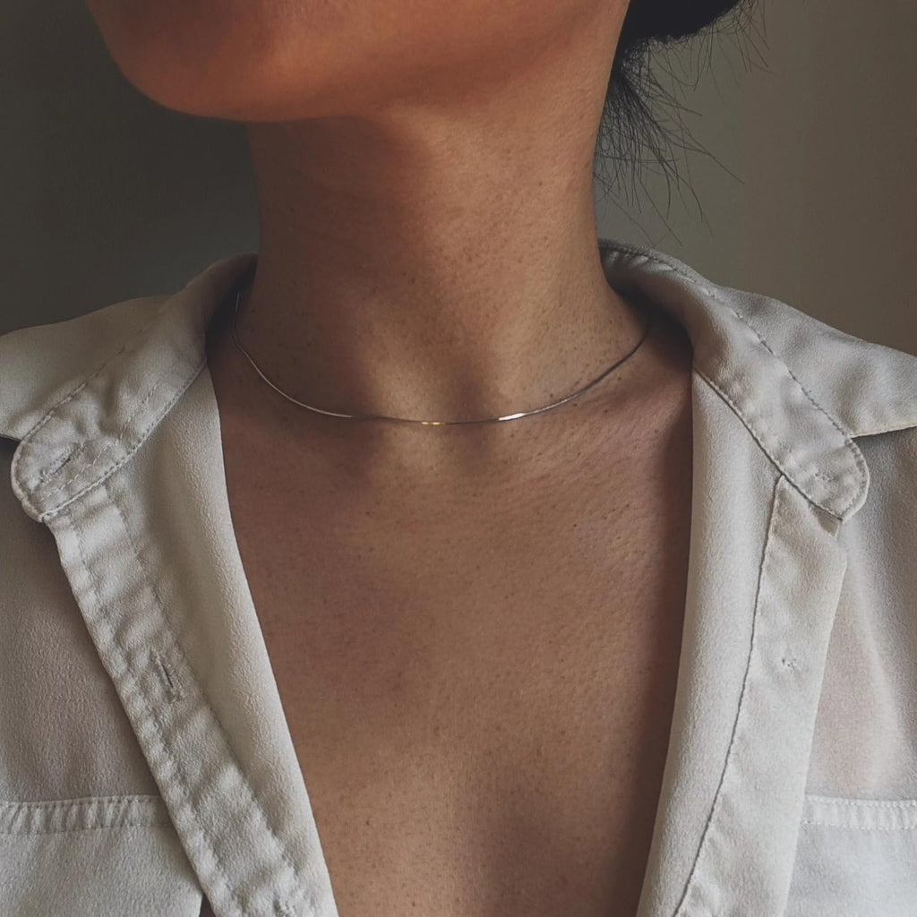 BERISO 14K Gold/Silver Plated Choker Necklace for Women Shining Dots Station Gold Chain Necklace Beads Sparkle Chain Necklace Link Chain Exquisite Jewelry for women