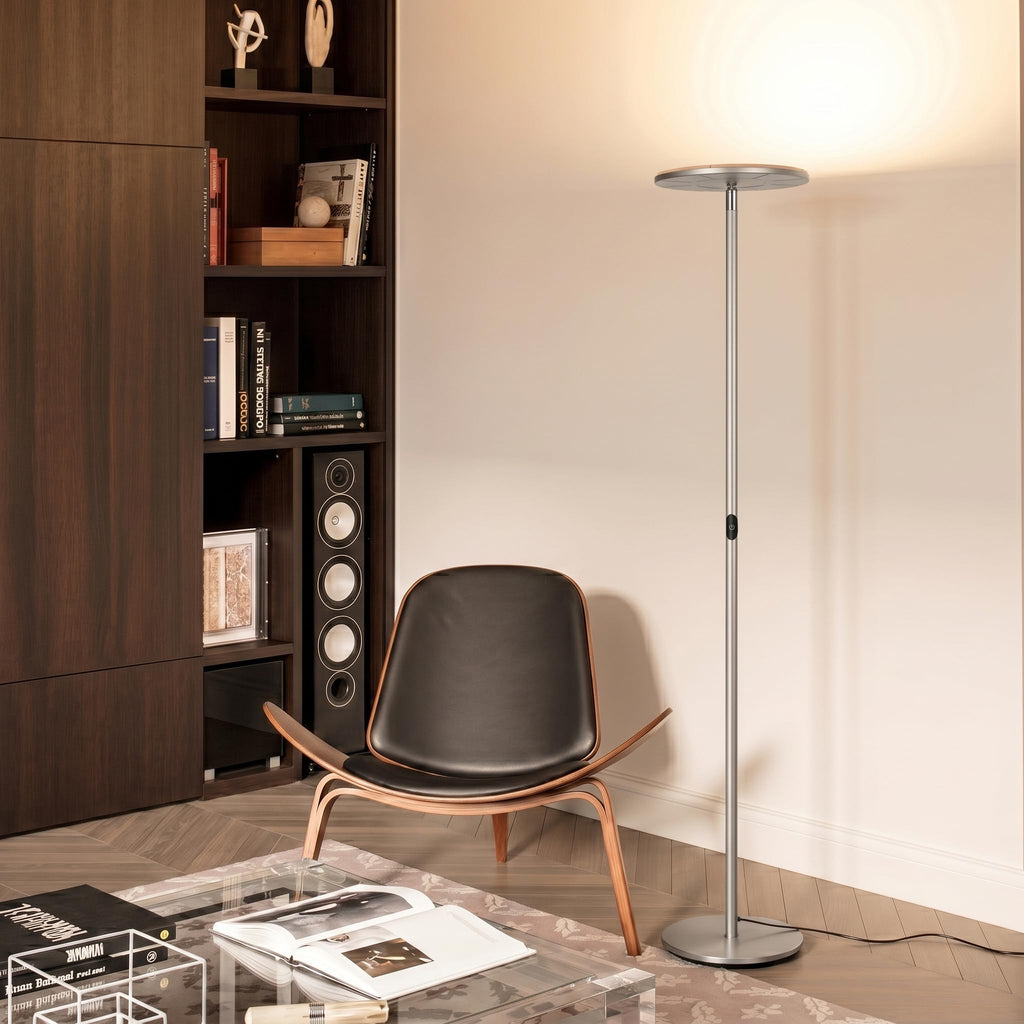 Brightech Sky LED Floor lamp, Torchiere Super Bright Floor Lamp for Living Room Decor & Office - Dimmable, Tall Standing Lamp with Warm Light for Bedroom & Reading - Bronze