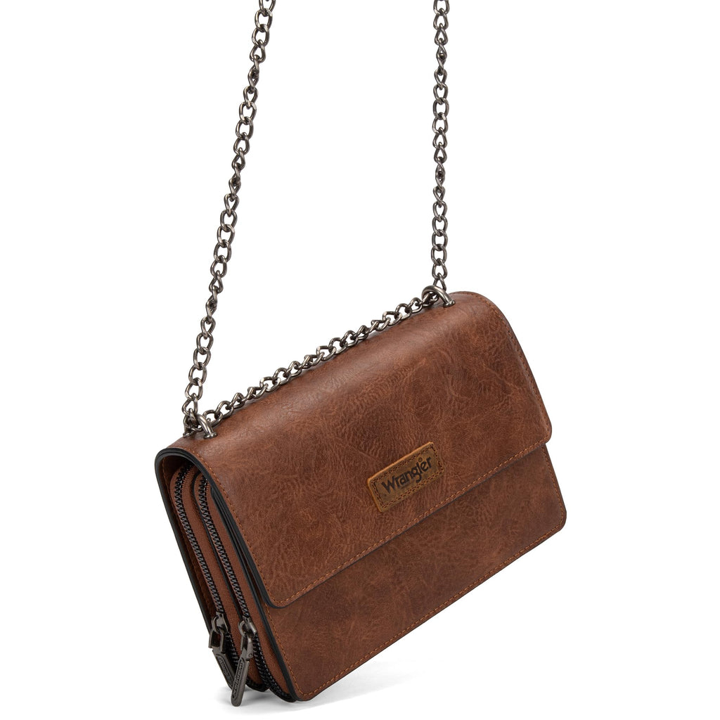 Wrangler Flap Crossbody Purse for Women Shoulder Bag Vintage Wallets with Chain Strap