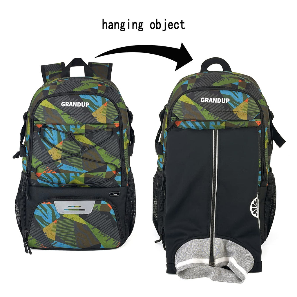 GRANDUP Basketball backpack with ball and shoes compartment Fit Volleyball, soccer, Swim, Gym, Travel, and School, large capacity sports training equipment bags