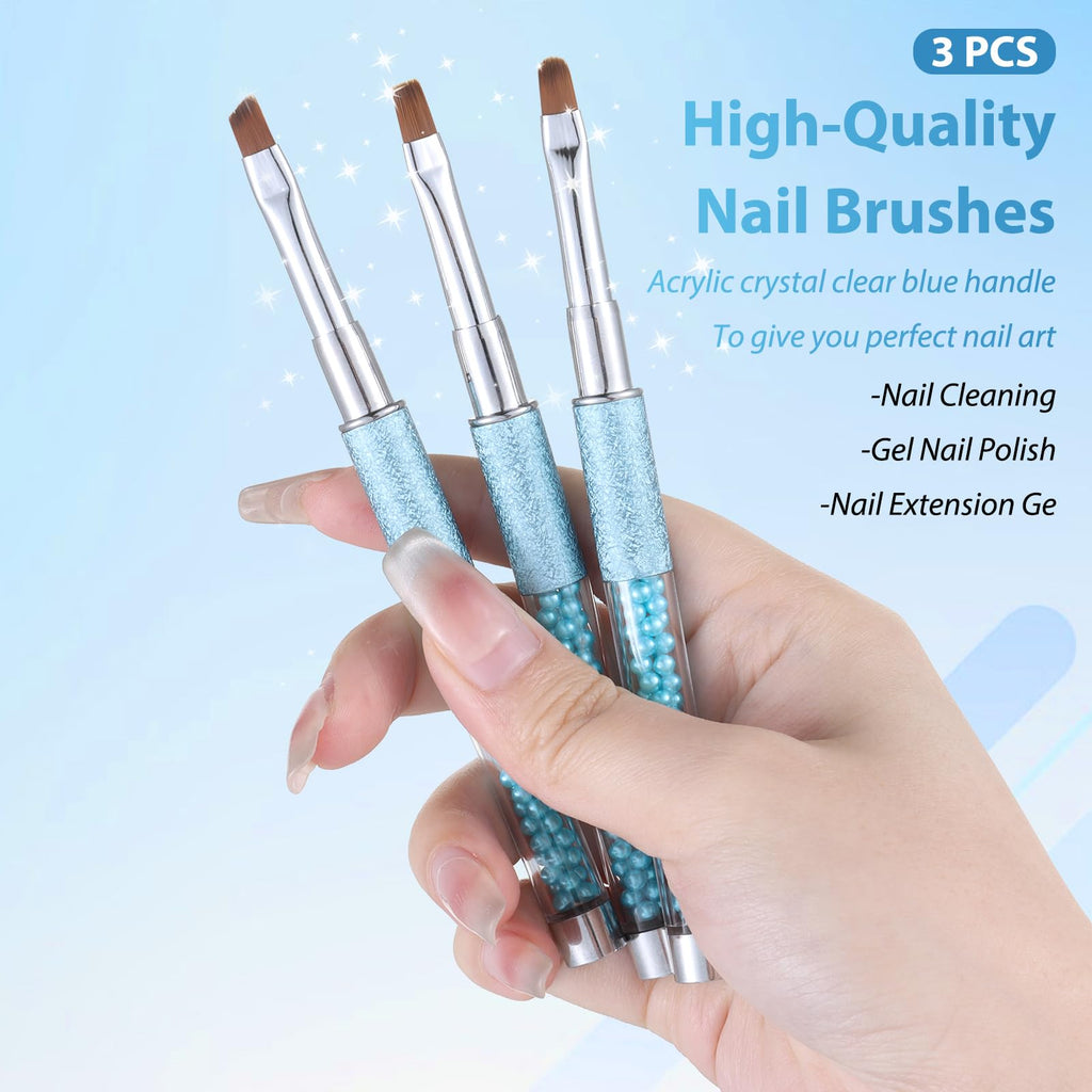 Nail Art Clean Up Brushes,Nail Brushes for Cleaning Polish Mistakes on the Cuticles, Acetone Resistant Nail Brush, Fingernail Cleaning Brushes for Nail Art and Designs (2 Pcs Round&Angled)