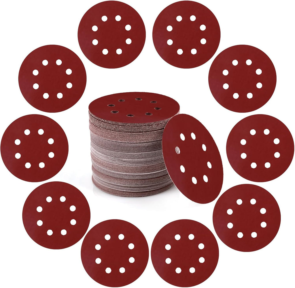 100 PCS 5 Inch Sanding Discs Hook and Loop Sandpaper for Random Orbital Sander 1000 Grit