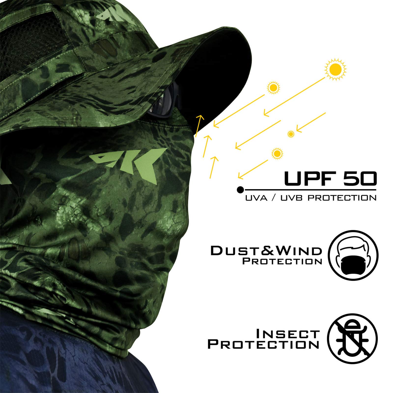 KastKing Sol Armis Neck Gaiter - UPF 50 Face Mask - UV Sun Protection Mask for Men & Women, Fishing, Hiking