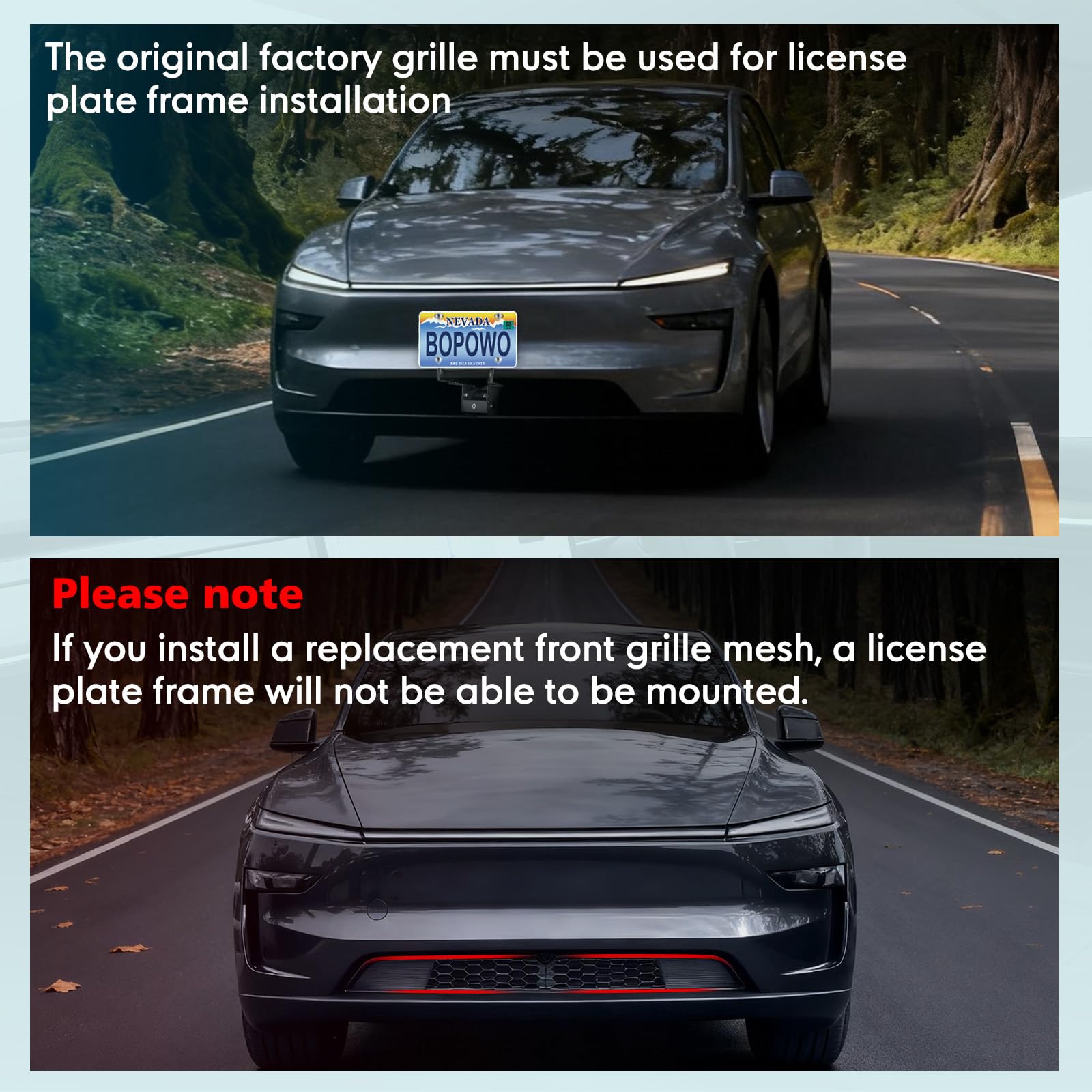 The Original No Drill Front License Plate Holder Fit for 2017-2023 Tesla Model 3& 2020-2024 Tesla Model Y with Safety Design, No Adhesives License Frame