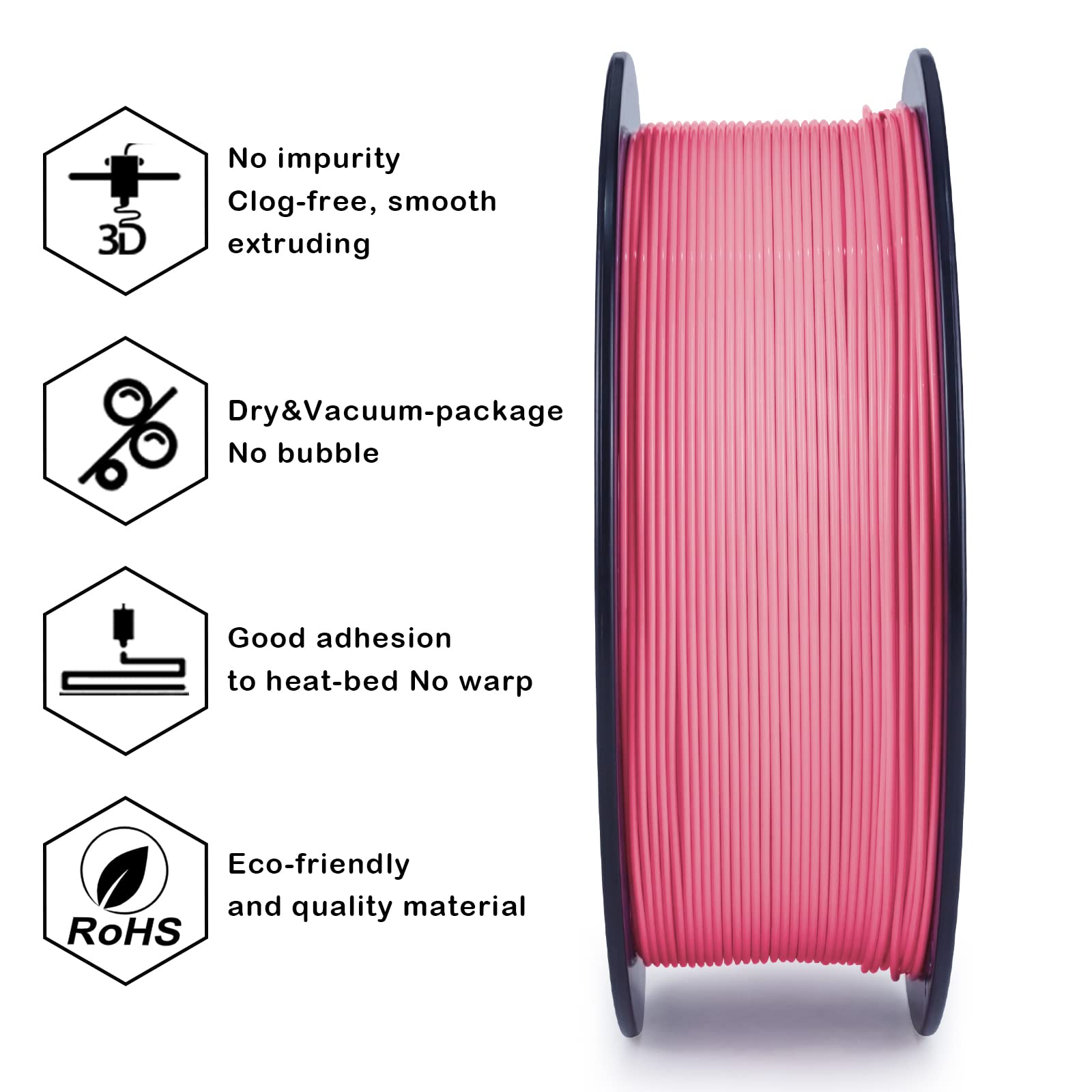 ZIRO 3D Printer Filament, PLA Filament 1.75mm, Black pla 1KG(2.2lbs), Dimensional Accuracy +/- 0.03mm, Fits Most FDM Printer AMS System,3D Printing Filament Spool Black (Plastic Reel)