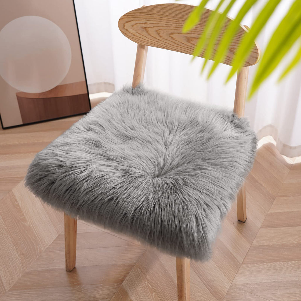 Softlife Black Faux Fur Sheepskin Chair Cover Seats Cushion Pad Super Soft Area Rugs for Living Bedroom Sofa Dorm (1.6ft x 1.6ft)