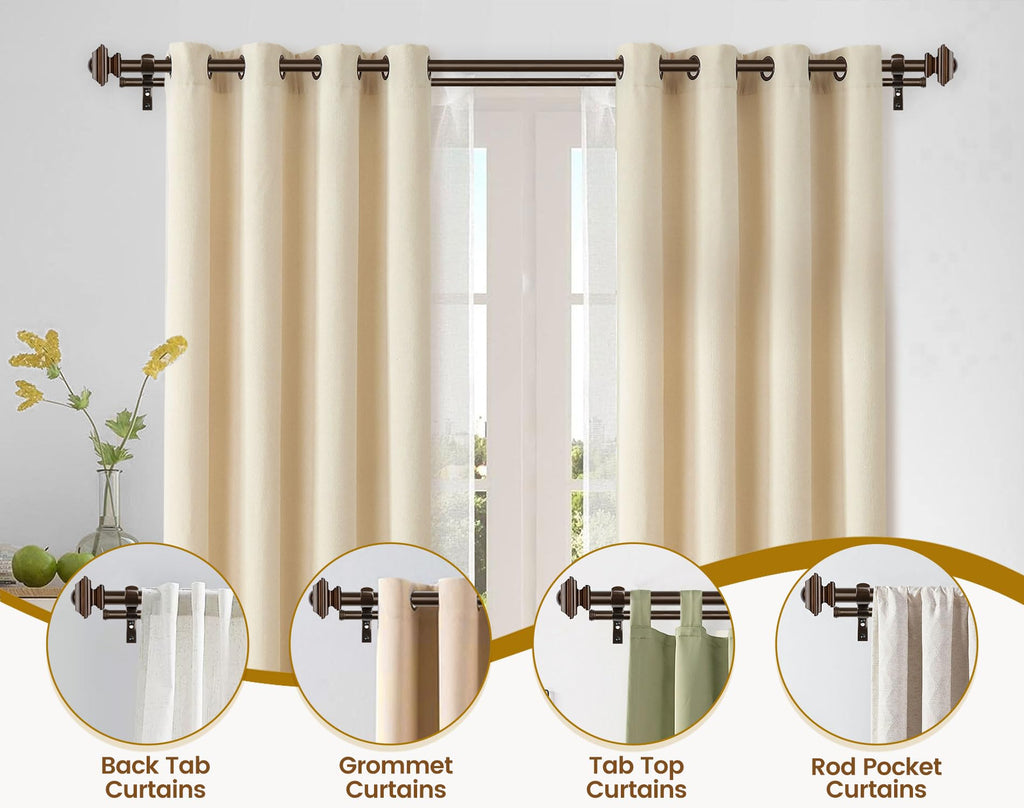 KAMANINA 1 Inch Double Curtain Rods 36 to 72 Inches (3-6 Feet) Telescoping Dark Silver Curtain Rod for Windows 24 to 68 Inches, Heavy Duty Drapery Rods with Square Finials