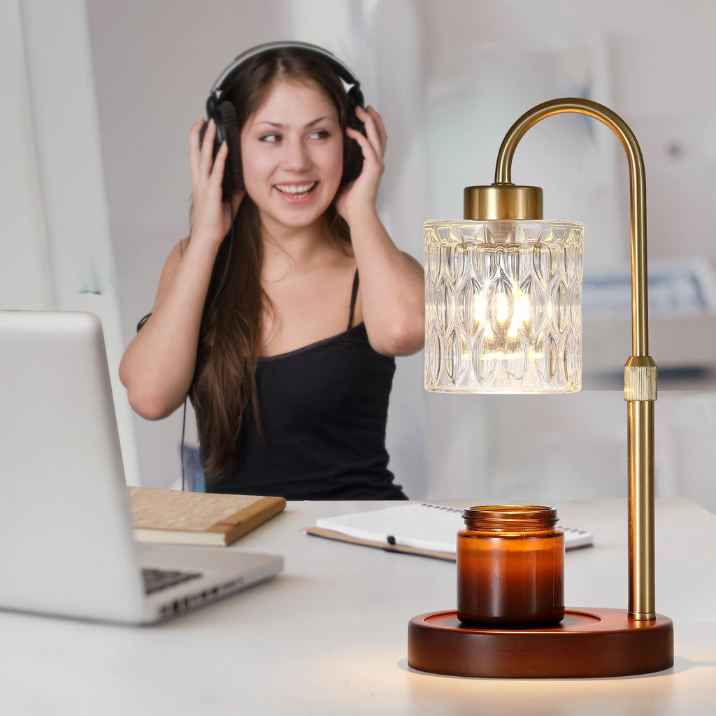 MEIXISUE Candle Warmer Lamp with Timer and Dimmer,Electric Amber Light Gifts for Women Melt Wax Warmer Lamp with 2 Bulbs for Candle Jars House Warming New Home Decor