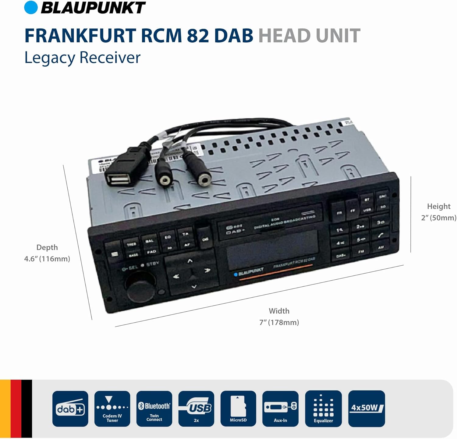 Blaupunkt Frankfurt RCM 82 DAB Legacy Car Stereo with Bluetooth - Retro Design with Modern Technology