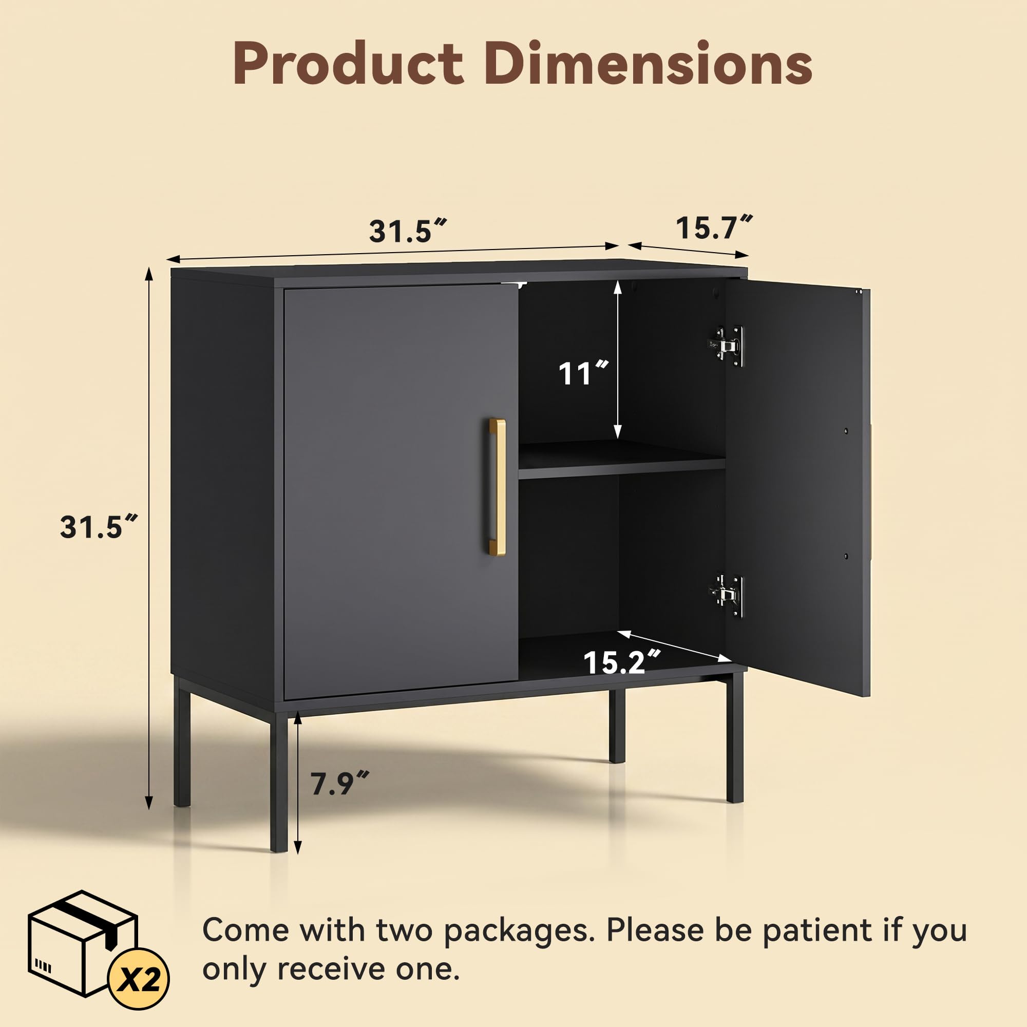 LYNSOM TV Stand for 55 Inch TV, Media Console Table with 2 Cabinets, Storage for Bedroom, Living Room, Entertainment Room (Black)