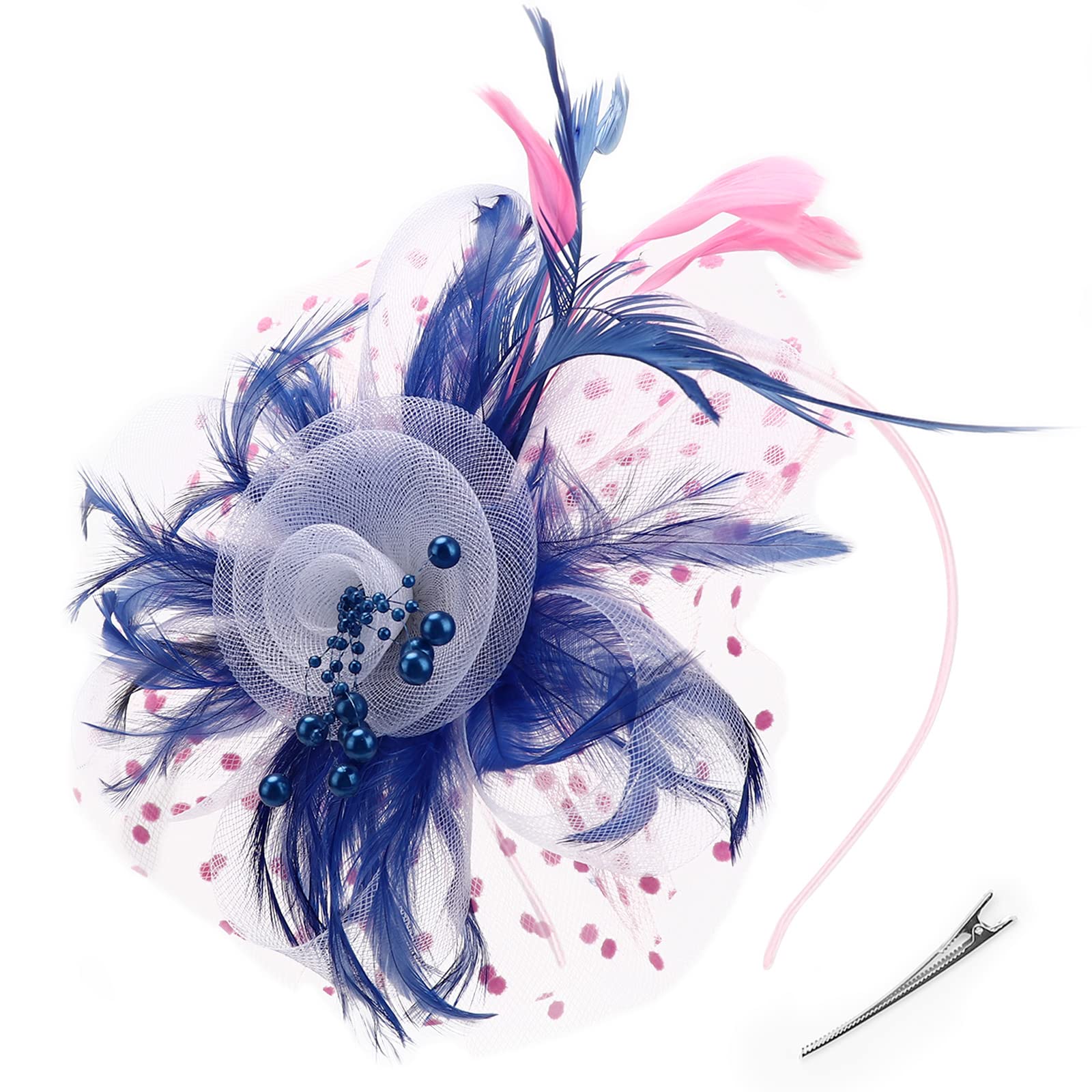AQOKKA Women Fascinators Hats Flower Fascinators with Headband and Clip Tea Party Headwear for Women and Girls