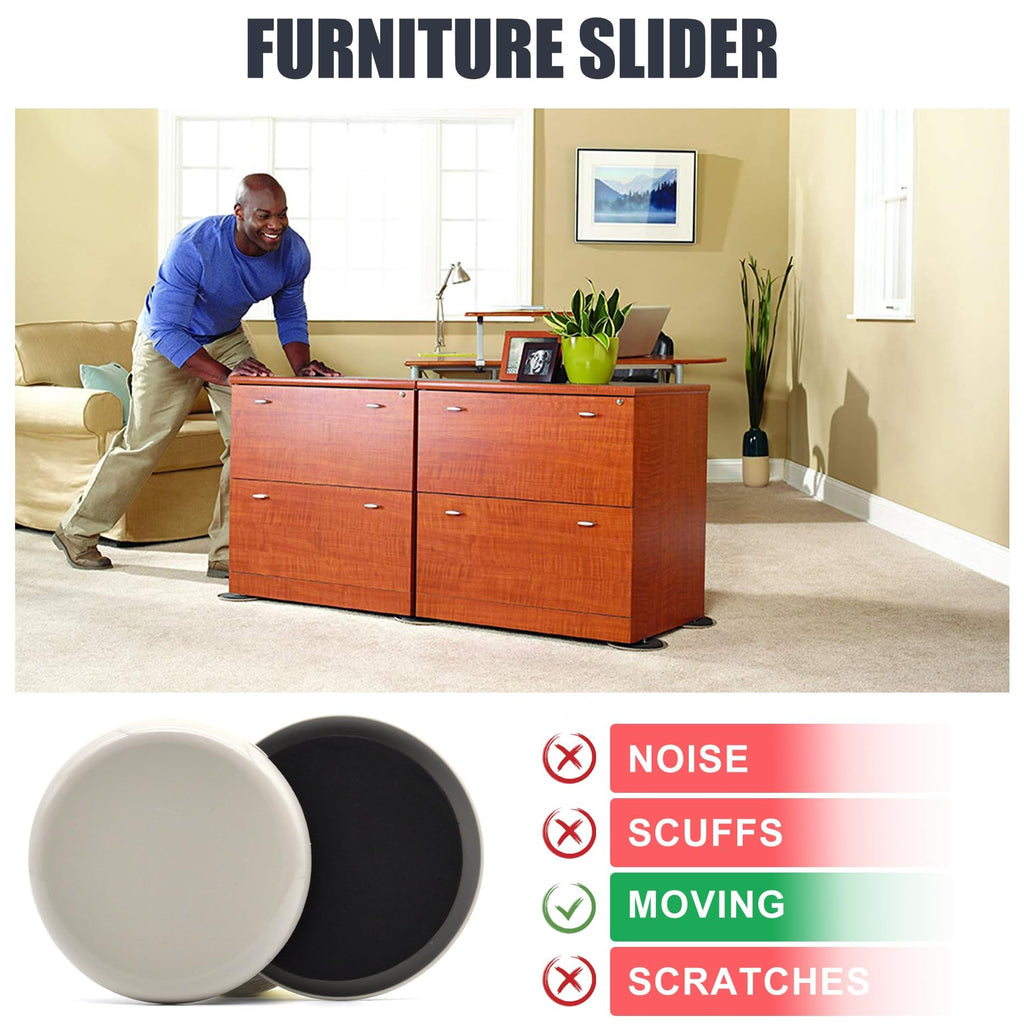 Furniture Sliders, Furniture Sliders Pads for Hardwood Floors, Chair Legs Floors Protectors, Reusable Round Glides Glider, Heavy Duty Furniture Movers Sliders (8 Pcs, 3 1/2inch，Coffee)