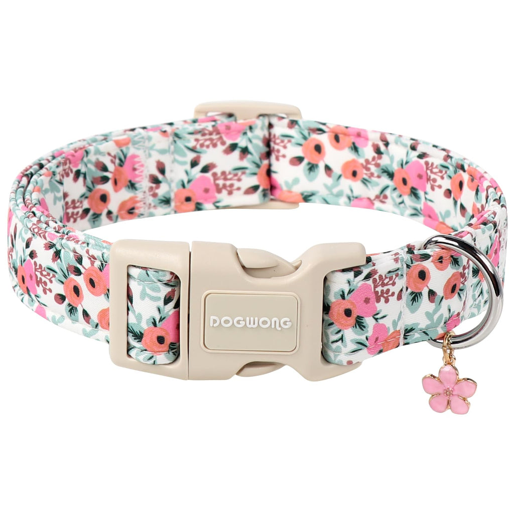 DOGWONG Cotton Dog Collar, Blue Plaid Heavy-Duty Dog Collar Durable Soft Boy Dog Collar Cute Wedding Puppy Necklace for Small Medium Large Dog