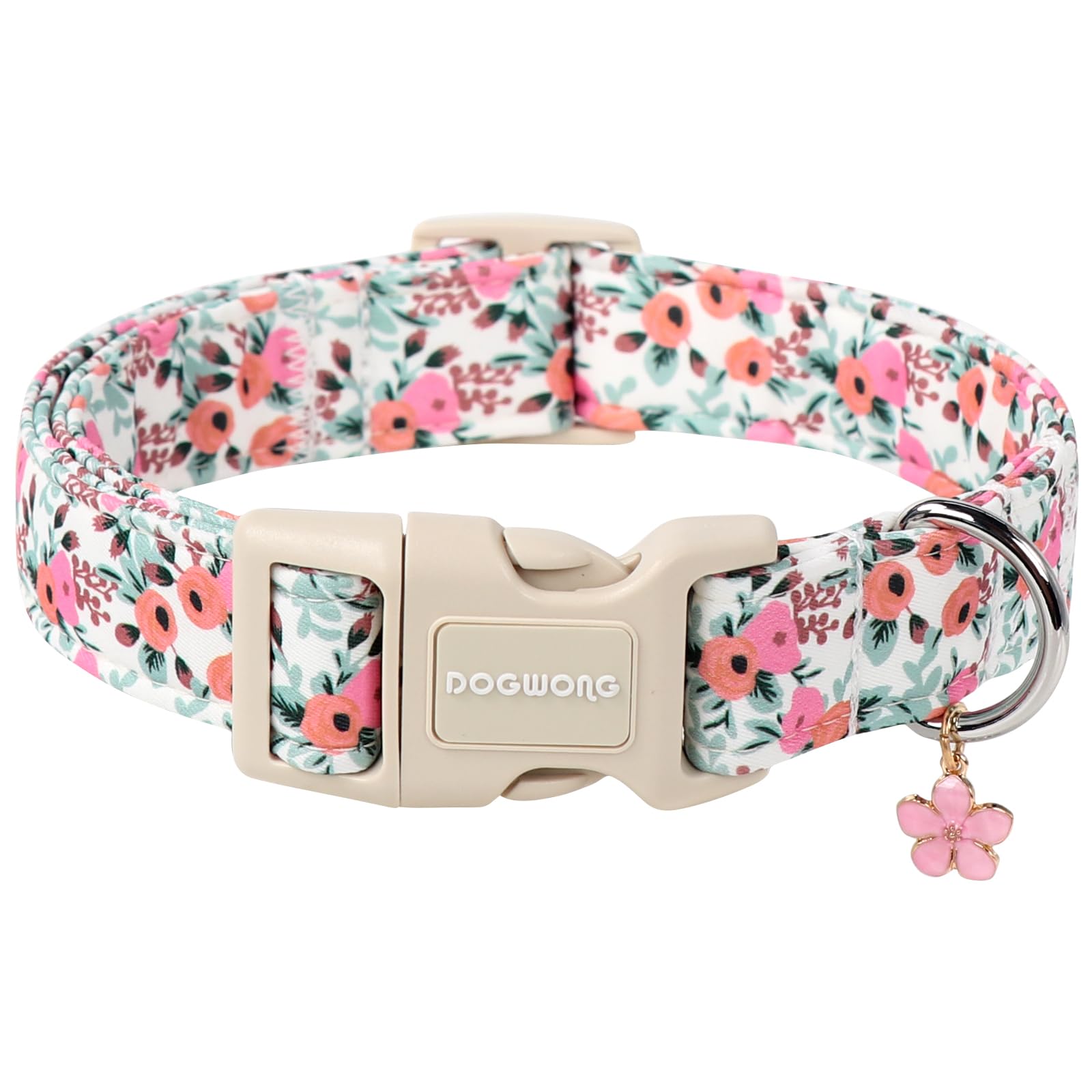 DOGWONG Cotton Dog Collar, Blue Plaid Heavy-Duty Dog Collar Durable Soft Boy Dog Collar Cute Wedding Puppy Necklace for Small Medium Large Dog