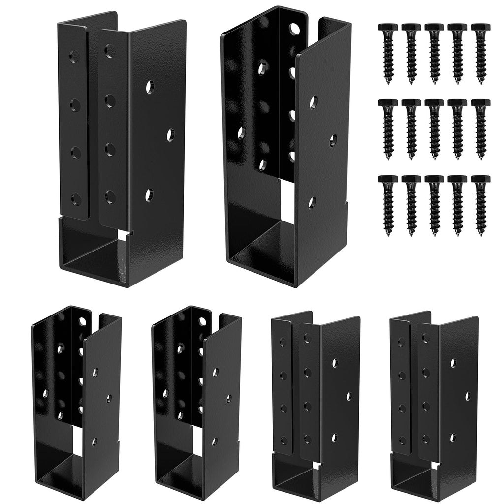 FMhotu Concealed Joist Hanger (1 Pack),4"x6" Outdoor Concealed-Flange Joist Bracket with Screws, Q235B Steel Powder Coated Concealed Mount Light Joist Hangers for 4"x6" Beam, Swing, Handrail, Fence