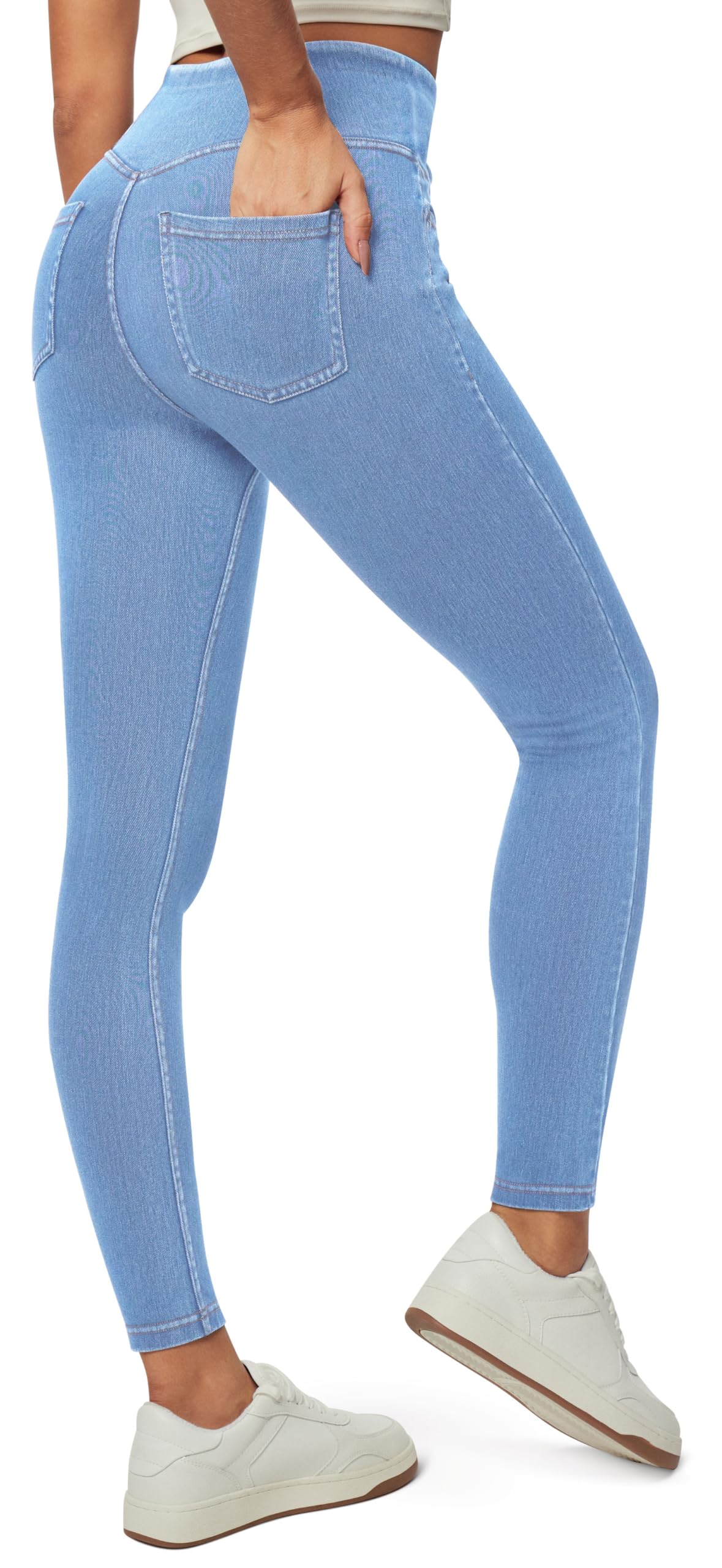 Heathyoga Stretchy Jeans for Women Trendy High Waist Pull On Jeggings Tummy Control Womens Skinny Jeans Leggings with Pockets
