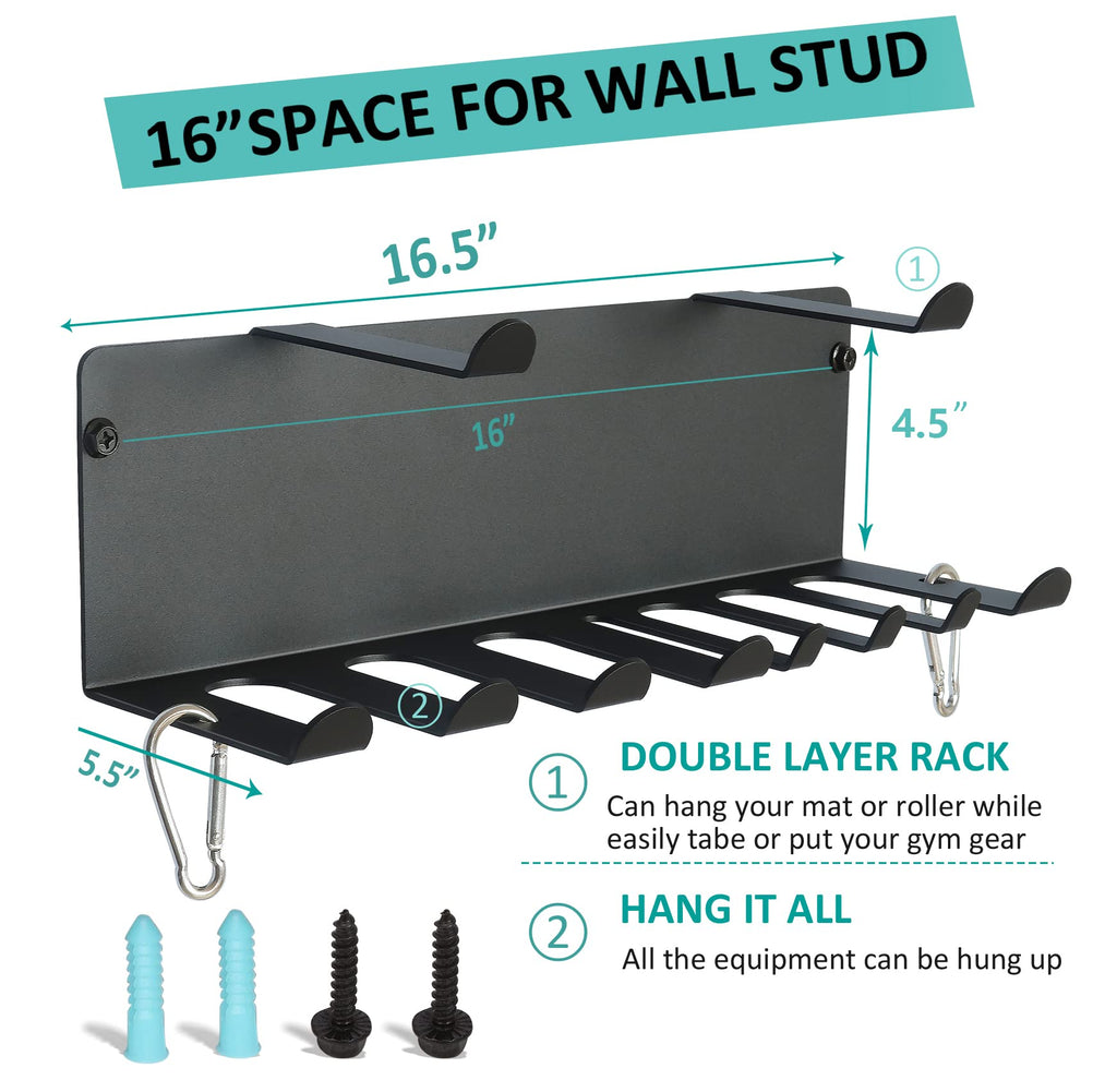 Multi-Purpose Gym Equipment Storage Rack Resistance Bands Storage Hanger Barbell Rack Heavy Duty Gym Rack for Exercise Bands, Lifting Belts and Jump Ropes