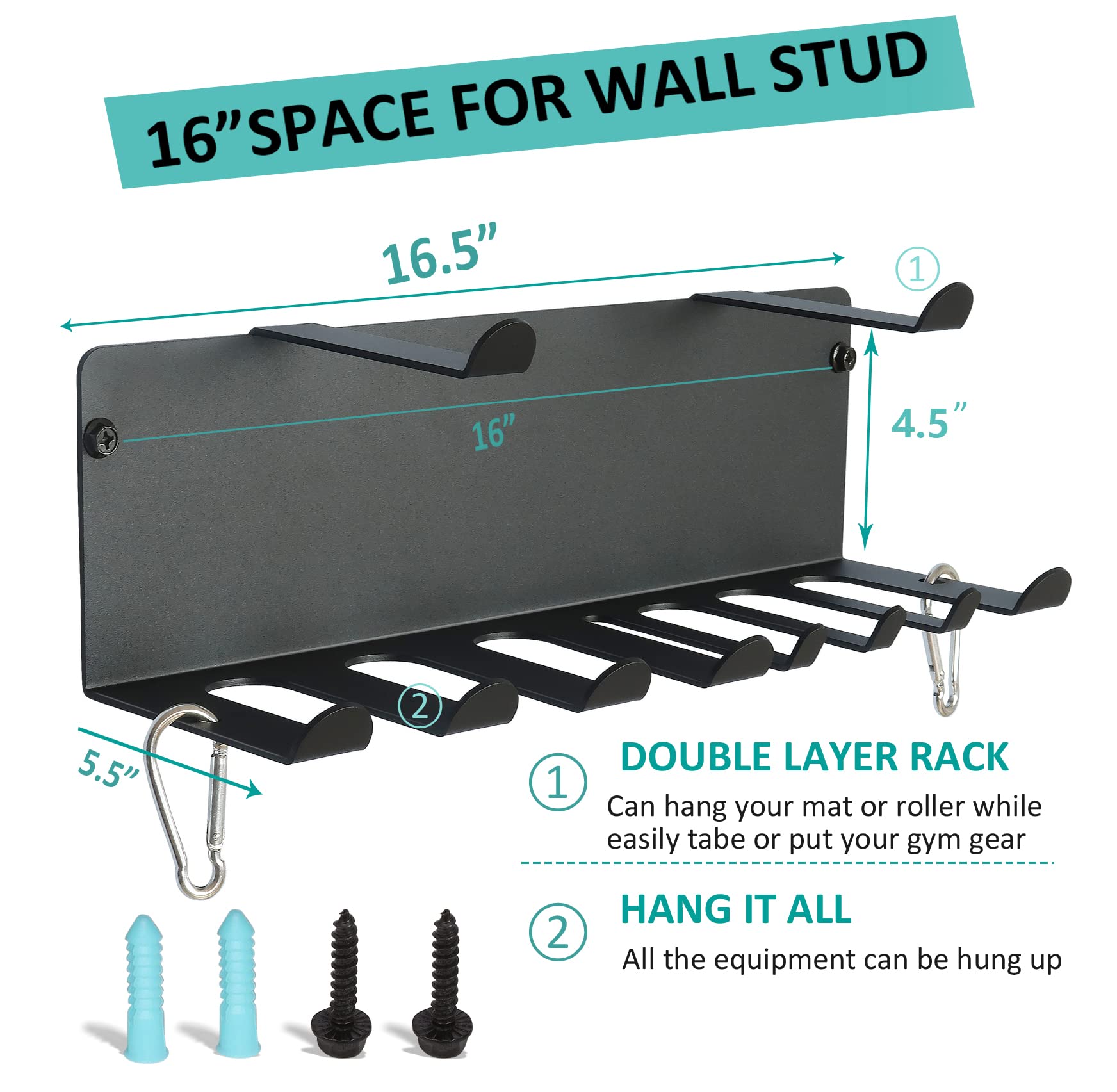 Multi-Purpose Gym Equipment Storage Rack Resistance Bands Storage Hanger Barbell Rack Heavy Duty Gym Rack for Exercise Bands, Lifting Belts and Jump Ropes
