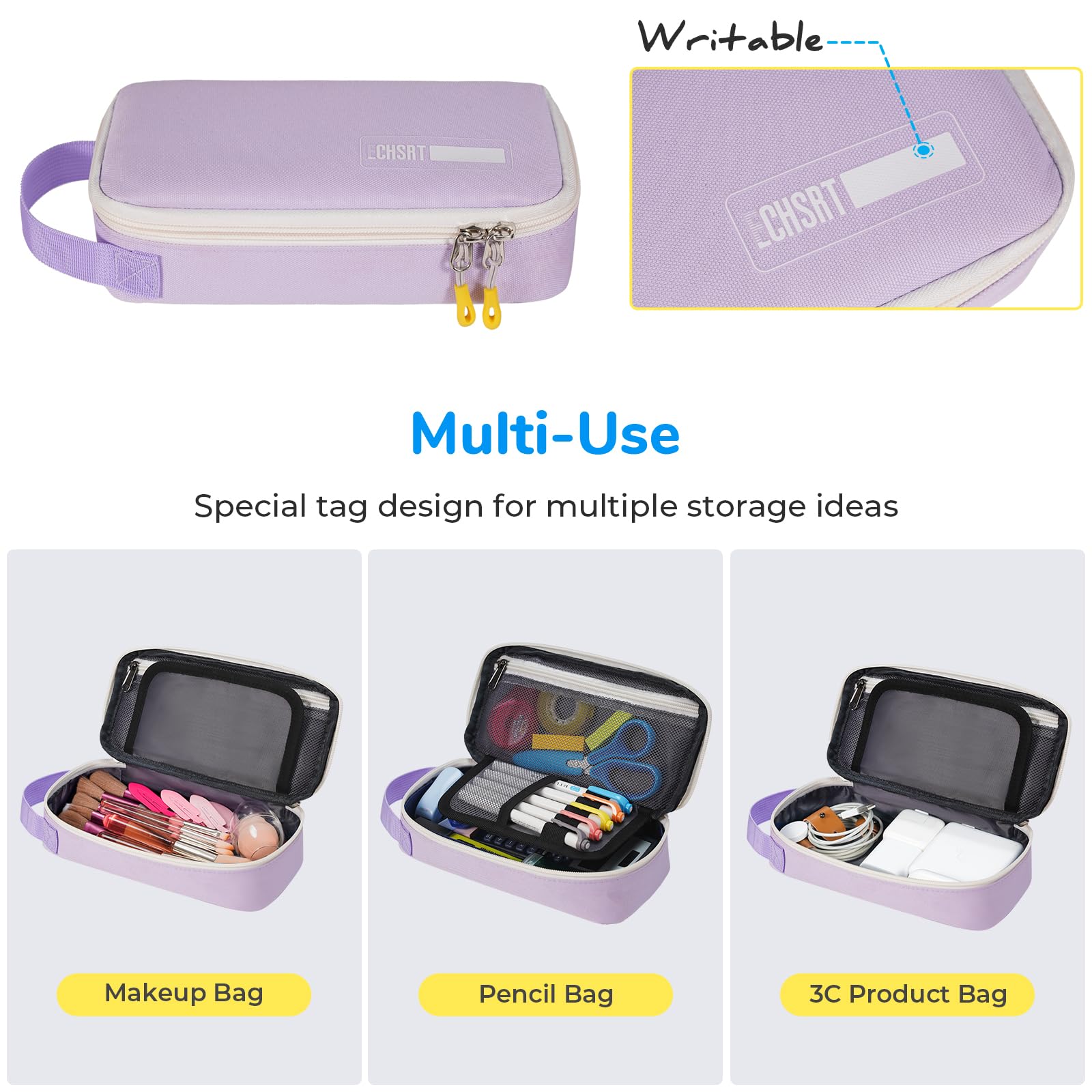 ECHSRT Large Pencil Case, Aesthetic Pen Pouch with Big Capacity, Minimalist Portable Stationery Bag with Handle for Office Organizer Aesthetic Pencil Cases
