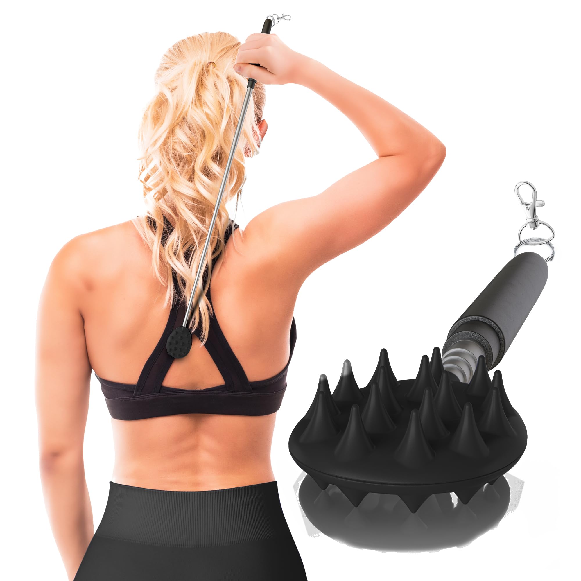 Cactus Scratcher Extendable Big Stick Back Scratcher - Extends 29" Long Double Sided Retractable Scratching Tool for Hand, Neck, Head, and Body - Universal Gift for Family, Pets, and Friends, Glow
