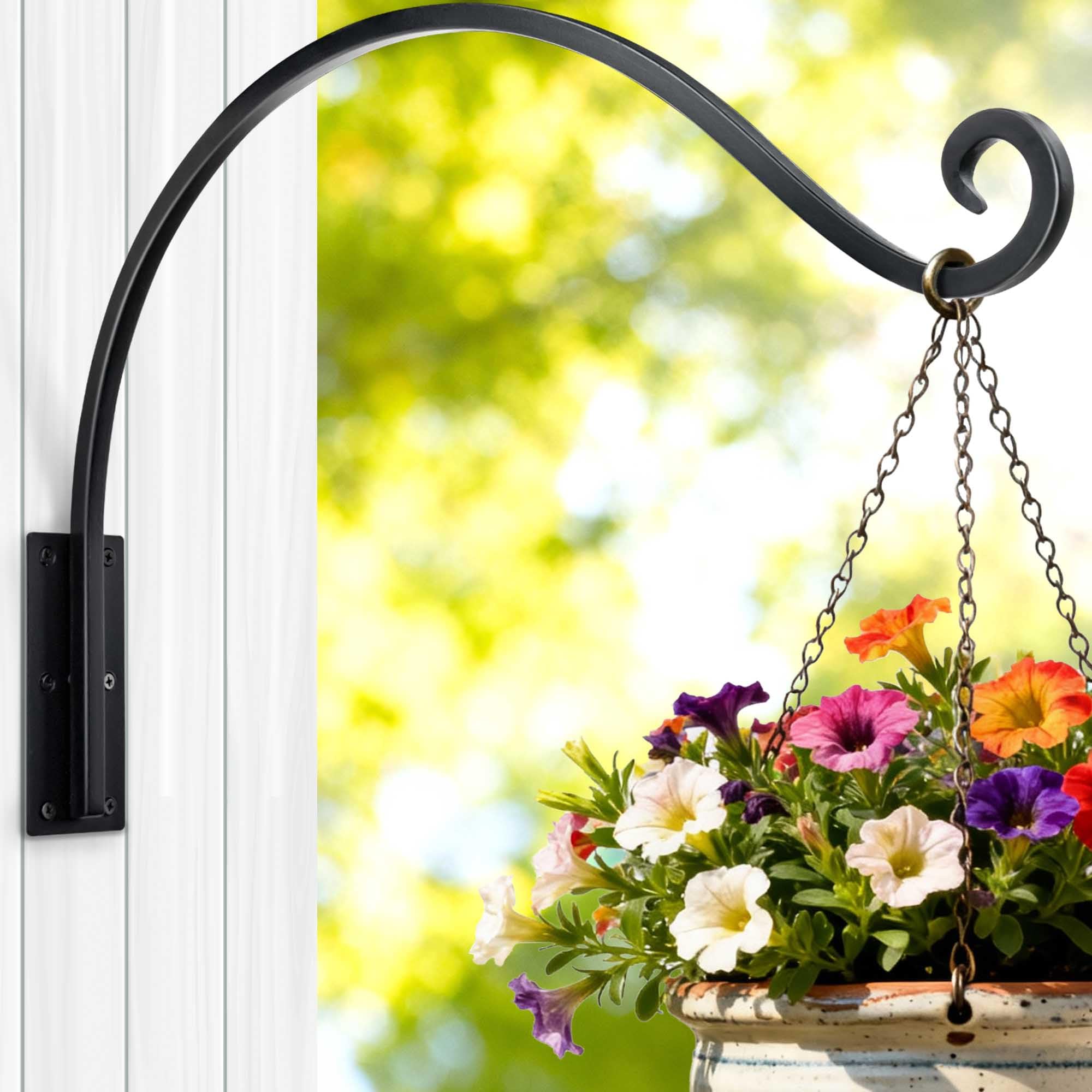 Qiang Ni Heavy-Duty Plant Hanger - 16 Inch 80lbs Metal Wall Mount Plant Bracket for Indoor Outdoor Hanging Bird Feeders, Flower Baskets, Lanterns
