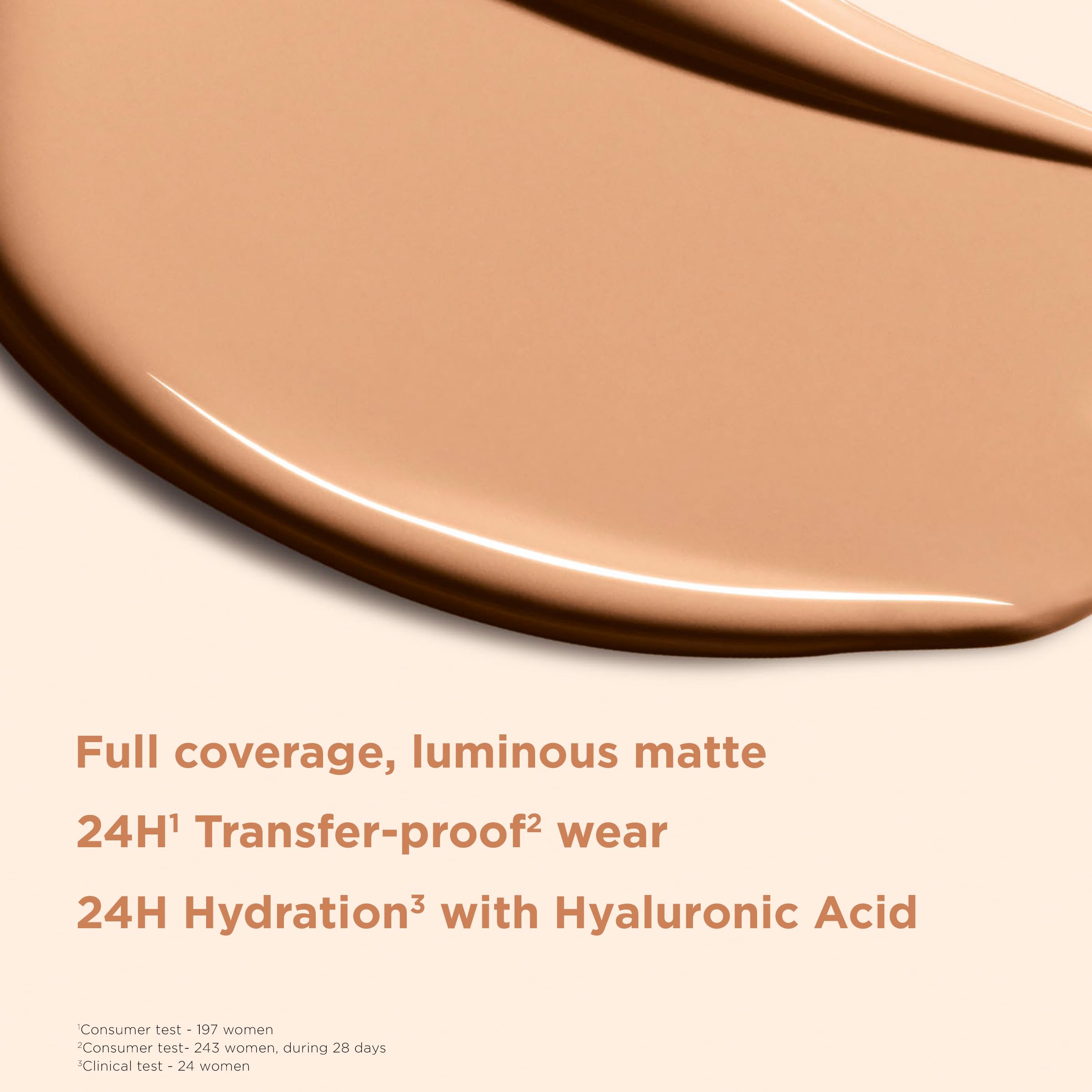 Clarins Skin Illusion Longwear Full Coverage Foundation|Luminous Matte Finish|24H Hold and 24H Hydration|Natural Looking|Transfer, Sweat and Smudge Proof| Contains Hyaluronic Acid|1 Fl Oz
