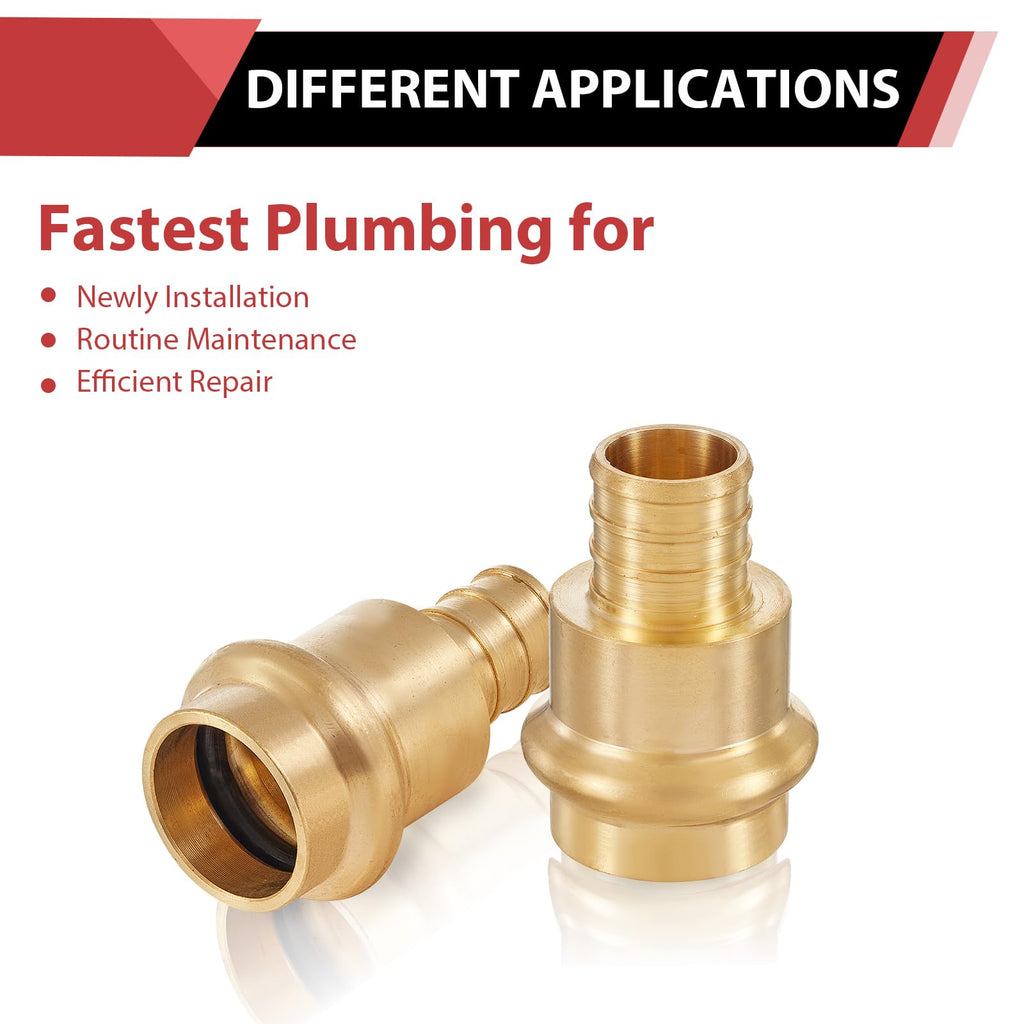 (Pack of 2) EFIELD 1" Copper Press X 1" PEX Crimp Coupling Brass Adapters For Copper and Pex Pipe Connection,(PEX1807388-2PCS)