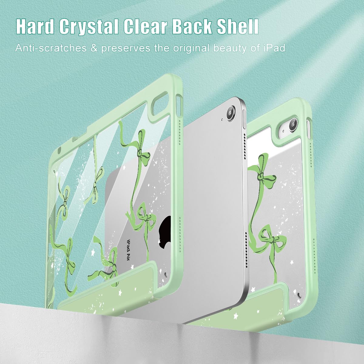 Tuiklol Case for iPad Air 11 Inch M4 2026 / Air 11 Inch M3 2025 / Air 11 Inch M2 2024 / iPad Air 10.9 Inch 2022 2020, Buit in Pencil Holder with Shockproof Cover Clear Transparent Back, Black Flower