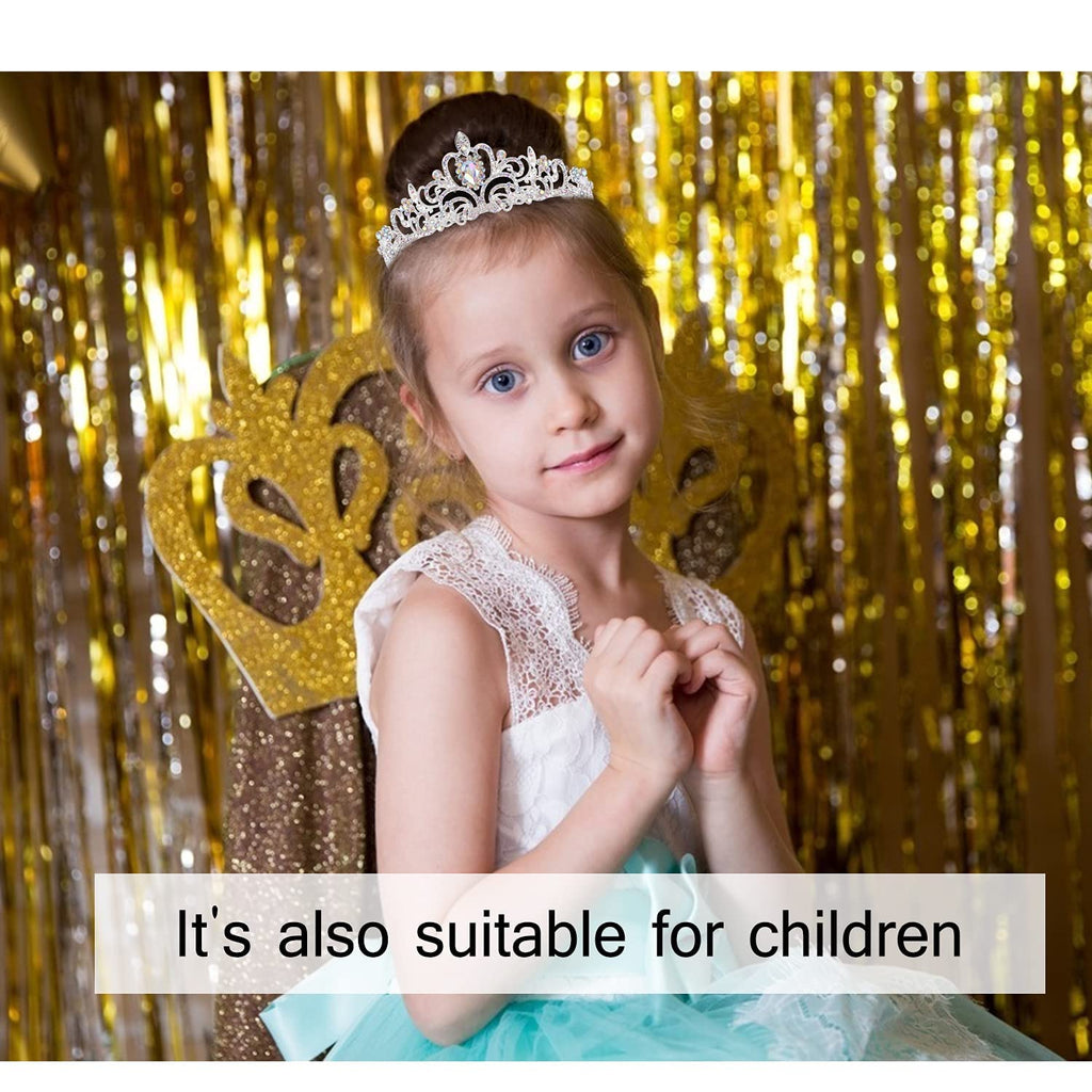 COCIDE Birthday Silver Tiara and Crowns Kit - Silver Tiara, Crown, Sash, Rhinestone Headband, Glitter Sash for Women & Girls Birthday Party Decorations