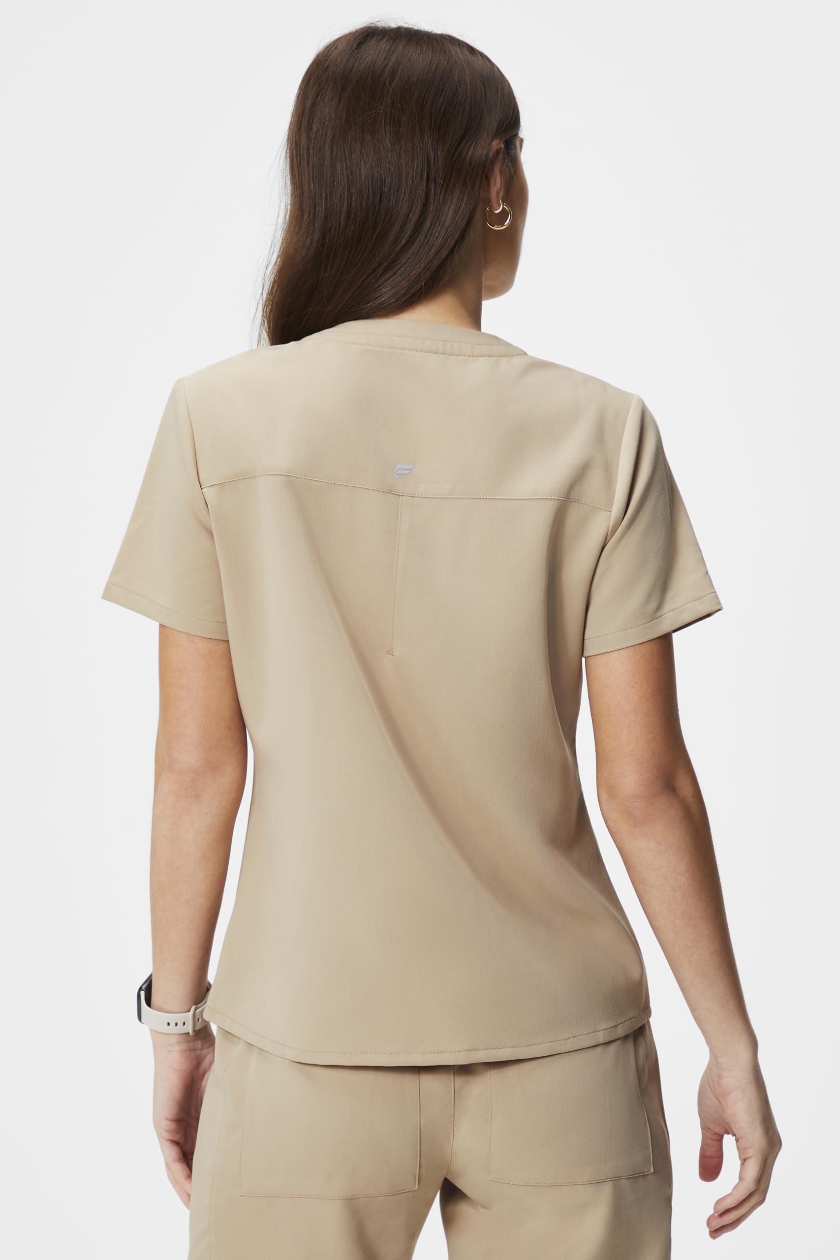 Fabletics Women's Vital 1-Pocket Scrub Top - MotionTech, Wrinkle-Resist, Chest Pocket, Anti-Shrink, Semi-Slim Fit
