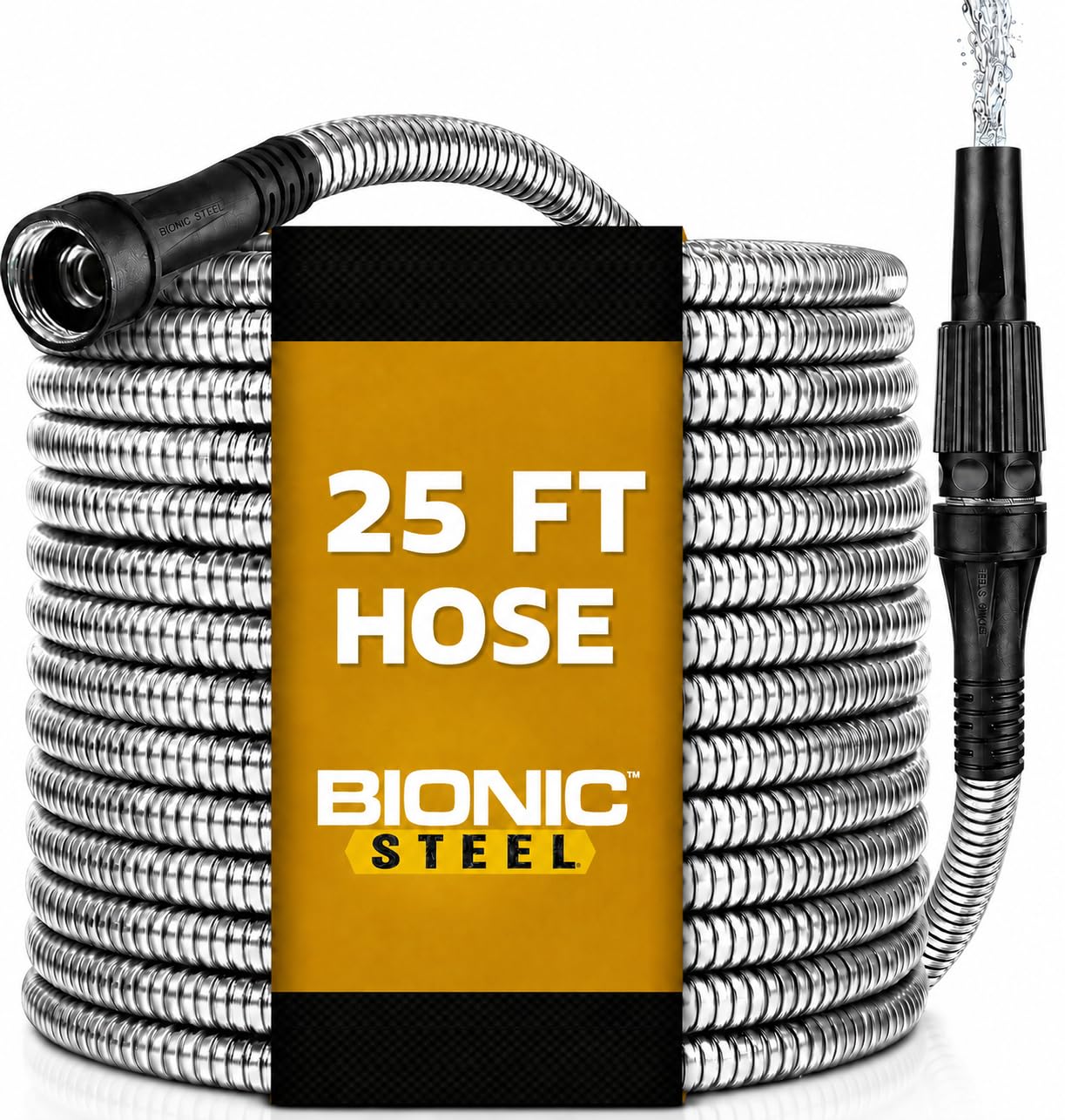 BIONIC STEEL 3Ft Short Garden Hose, 3 Ft x 5/8 In. Connector Hose for Reel, Leak Proof Connection, Heavy Duty, Non Kinking, Flexible, Hose Extension