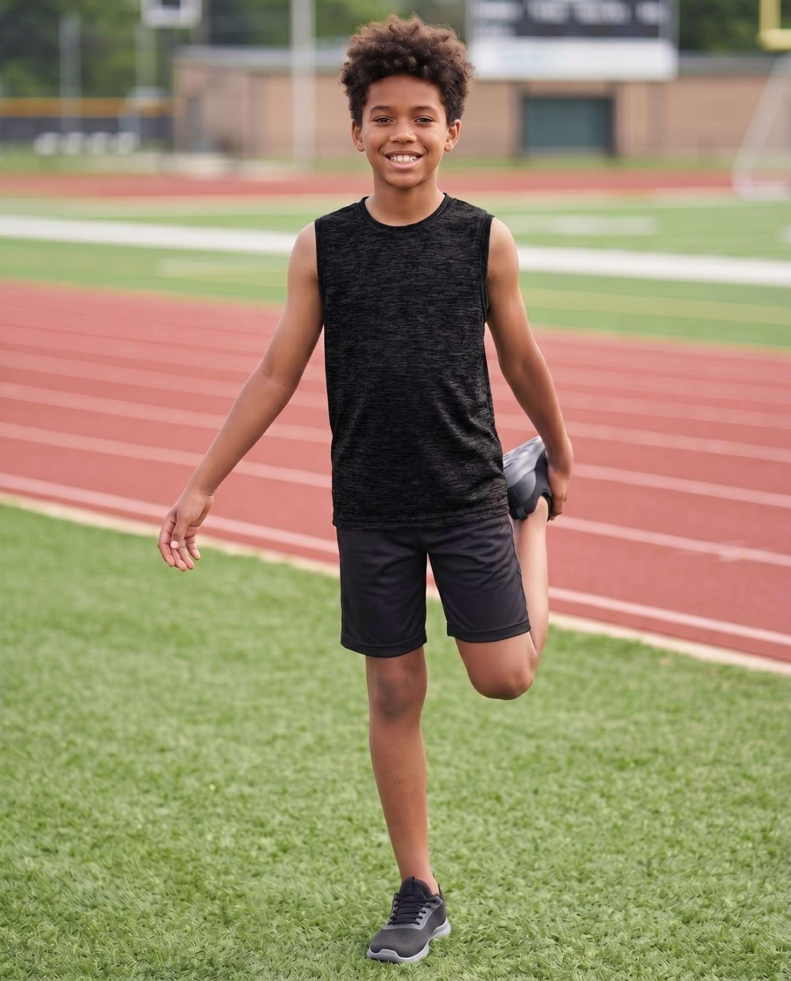Real Essentials 5 Pack: Boys Dry-Fit Active Athletic Performance Tank Top