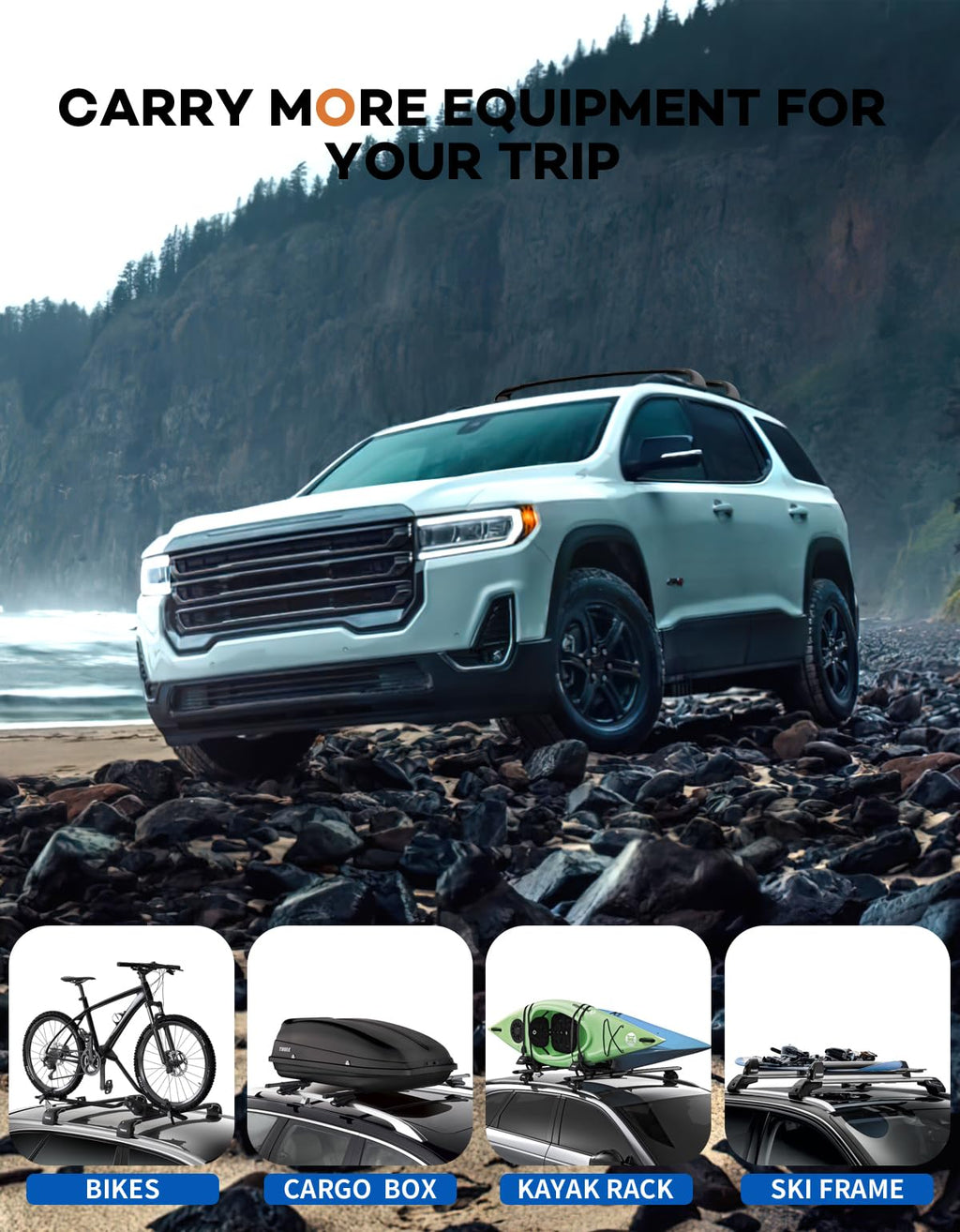 Wonderdriver Roof Rack Cross Bars 300lbs Compatible with Cadillac XT4 2019-2025,Heavy Duty All-Metal Aluminum Roof Rails Crossbars Cargo Canoe Black Rooftop Cargo Carrier Luggage.