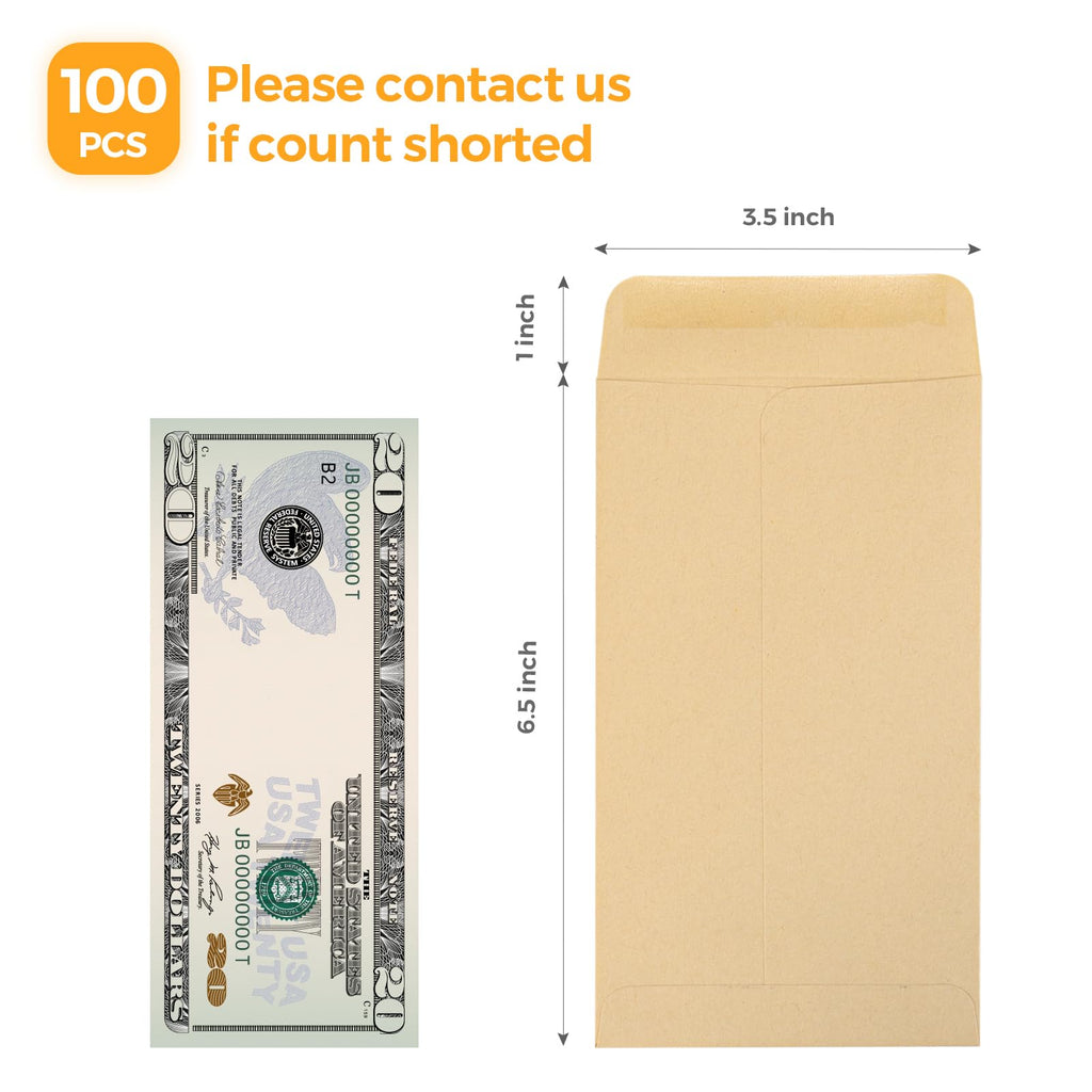 ACSTEP 500 Pack Coin and Small Parts Envelopes #1 Tip Envelope 2-1/4 X3-1/2 Mini Envelope with Gummed Flap for Home, Garden or Office Use(Black)