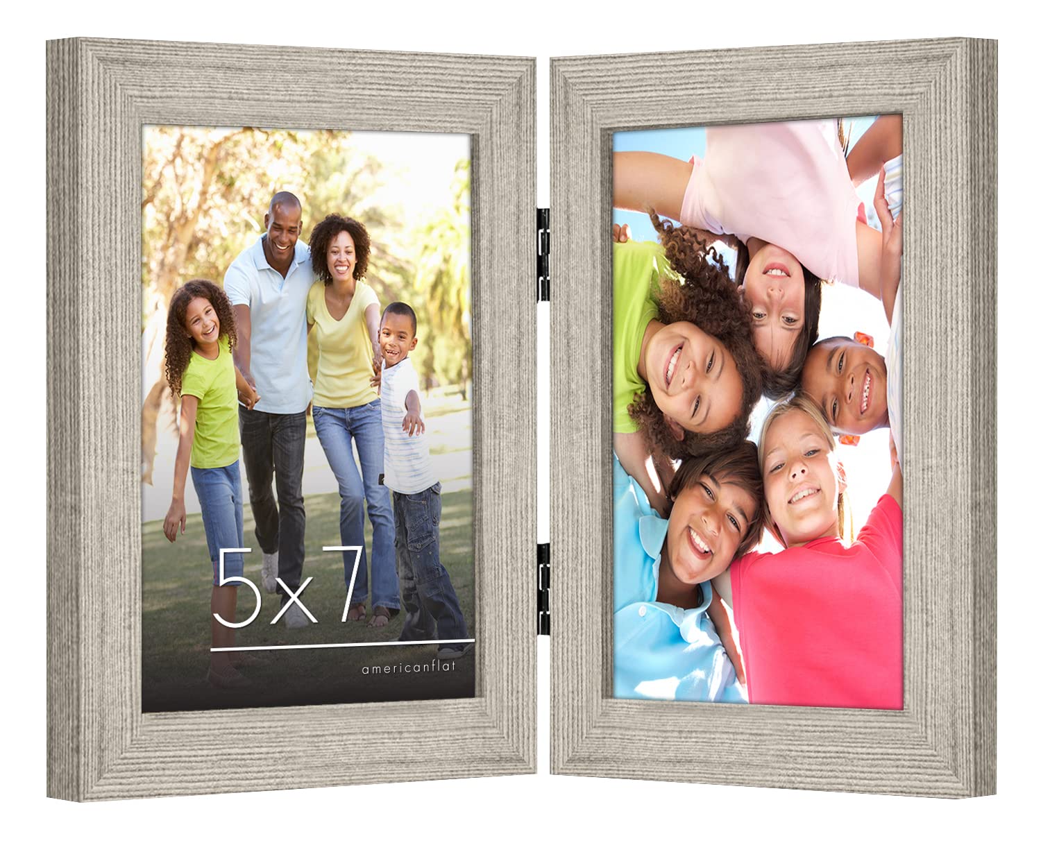 Americanflat Hinged 4x6 Picture Frame with Shatter-Resistant Glass - Double Picture Frames with Engineered Wood - Signature Collection - Photo Frame for Tabletop Display - Black