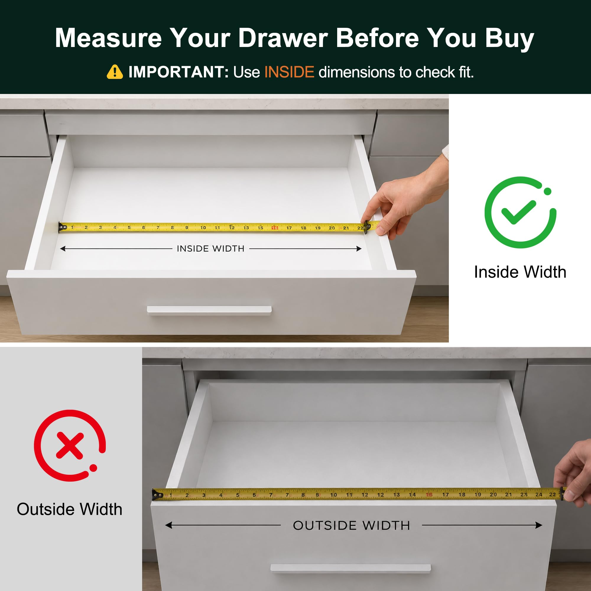 Expandable Acacia Kitchen Drawer Organizer for Cutlery and Utensils, Adjustable Acacia Wood Cutlery Tray in Drawer for Flatware and Silverware in Kitchen