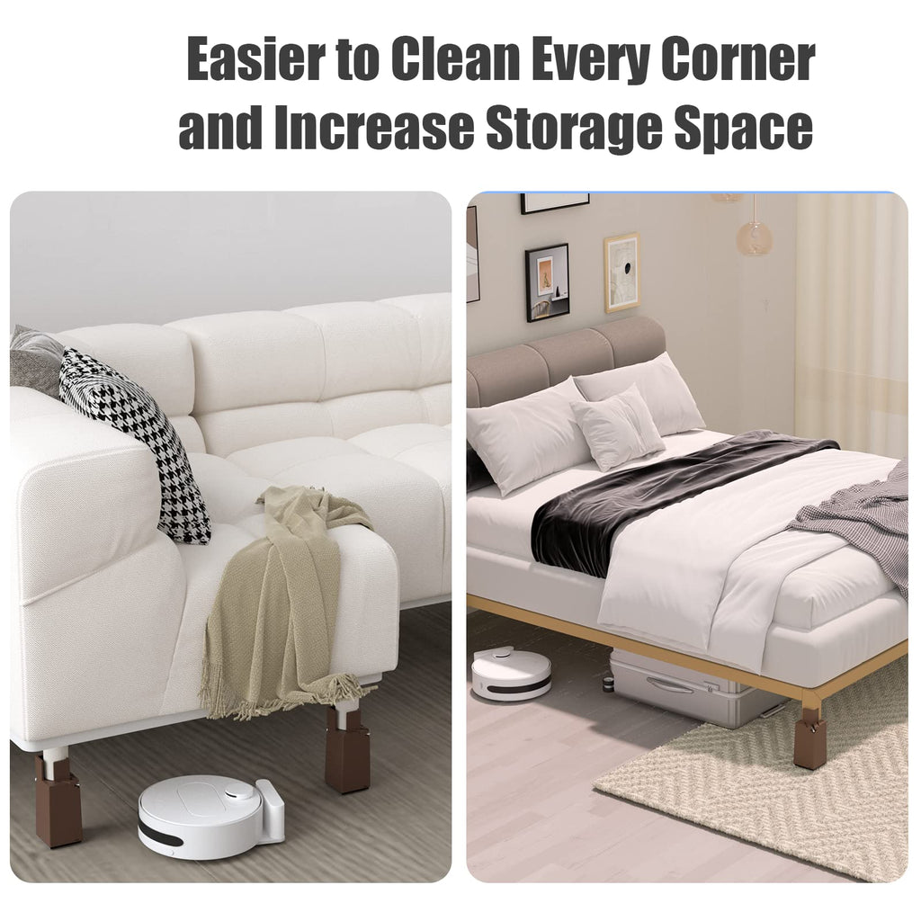 Adjustable Furniture Risers,4Pack Adjustable Bed Risers with Screw Clamp - Heavy Duty Sofa Tables Furniture Risers Fit for Square/Round Furniture Leg Diameter 0.8''-1.6'' (2Inch Black)